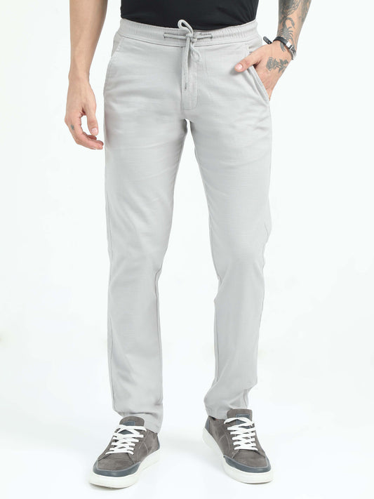 Men Comfy Linen Trousers-Stone