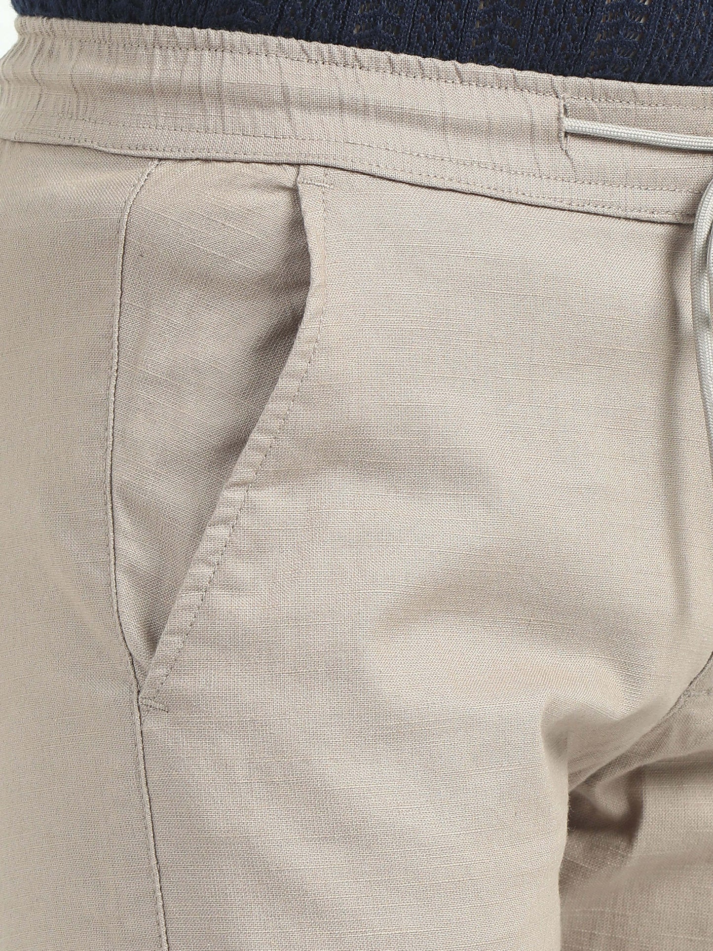 Men Comfy Linen Trousers-Camel