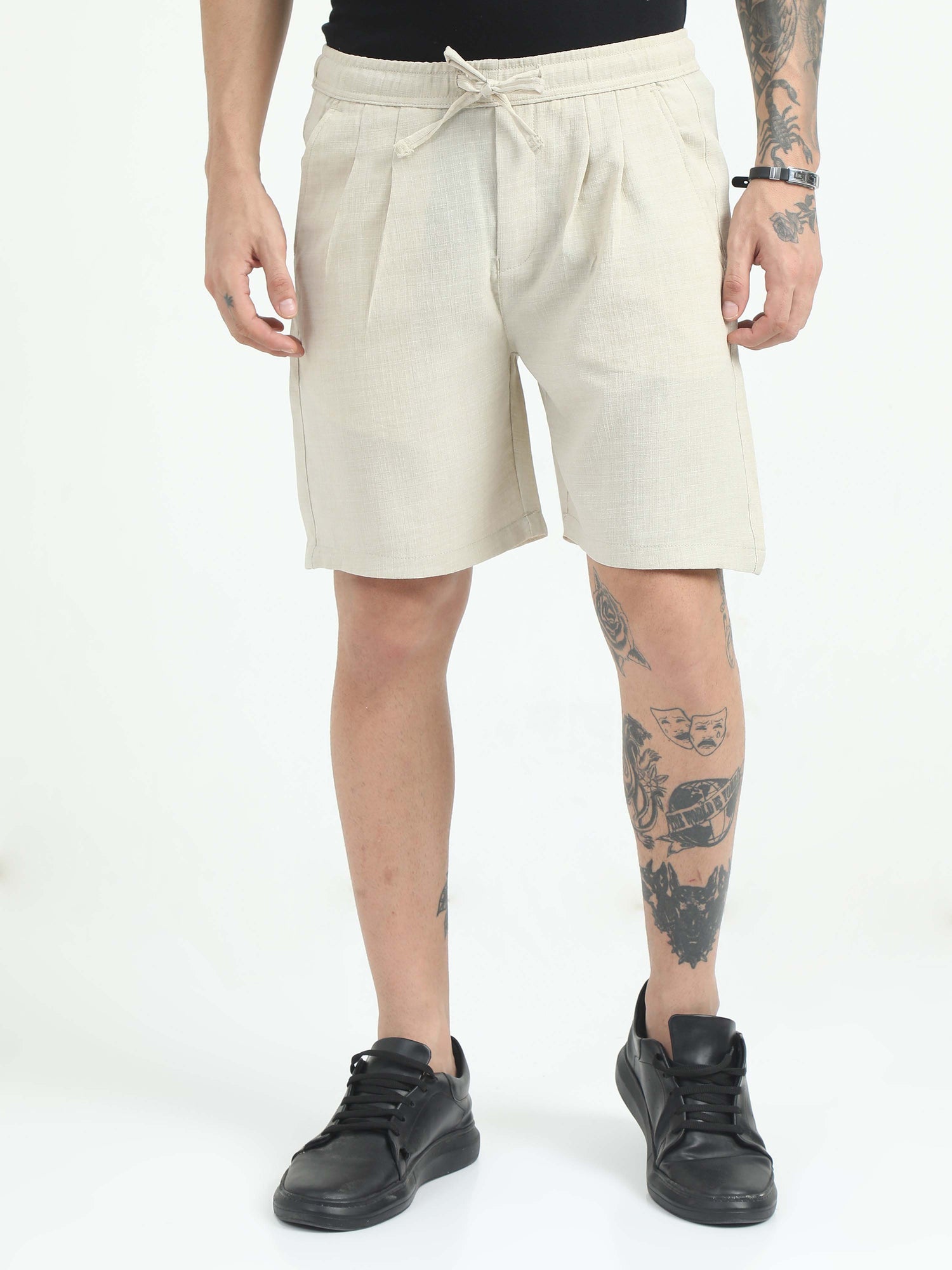 Air Summer Beige Linen Shorts for Men