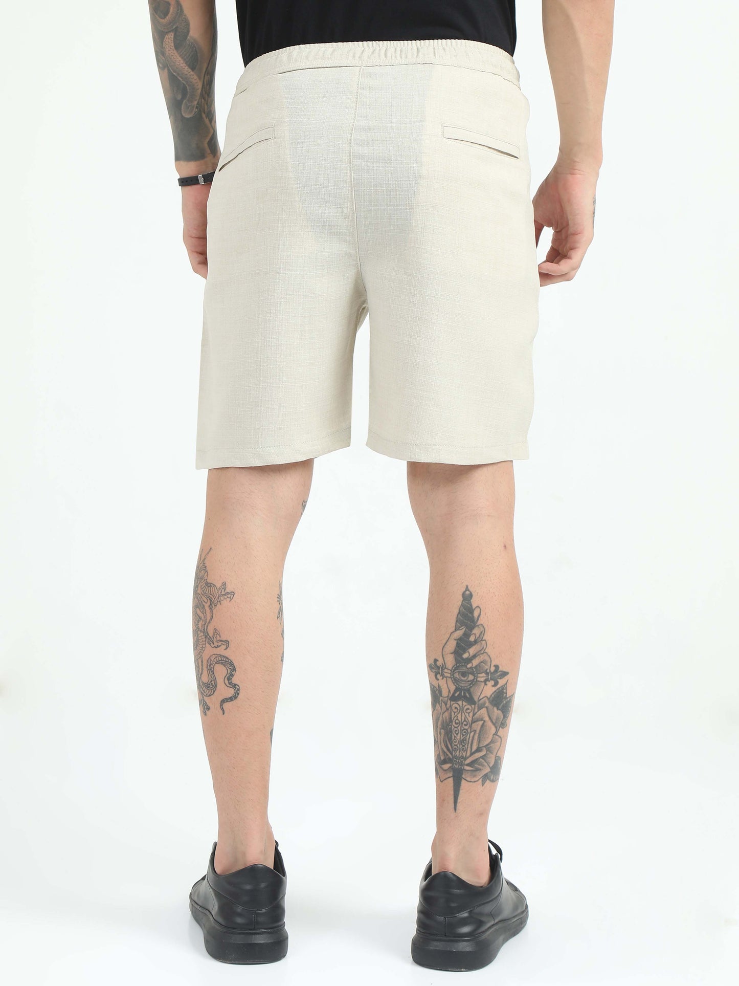 Men Air Linen Summer Shorts-Beige