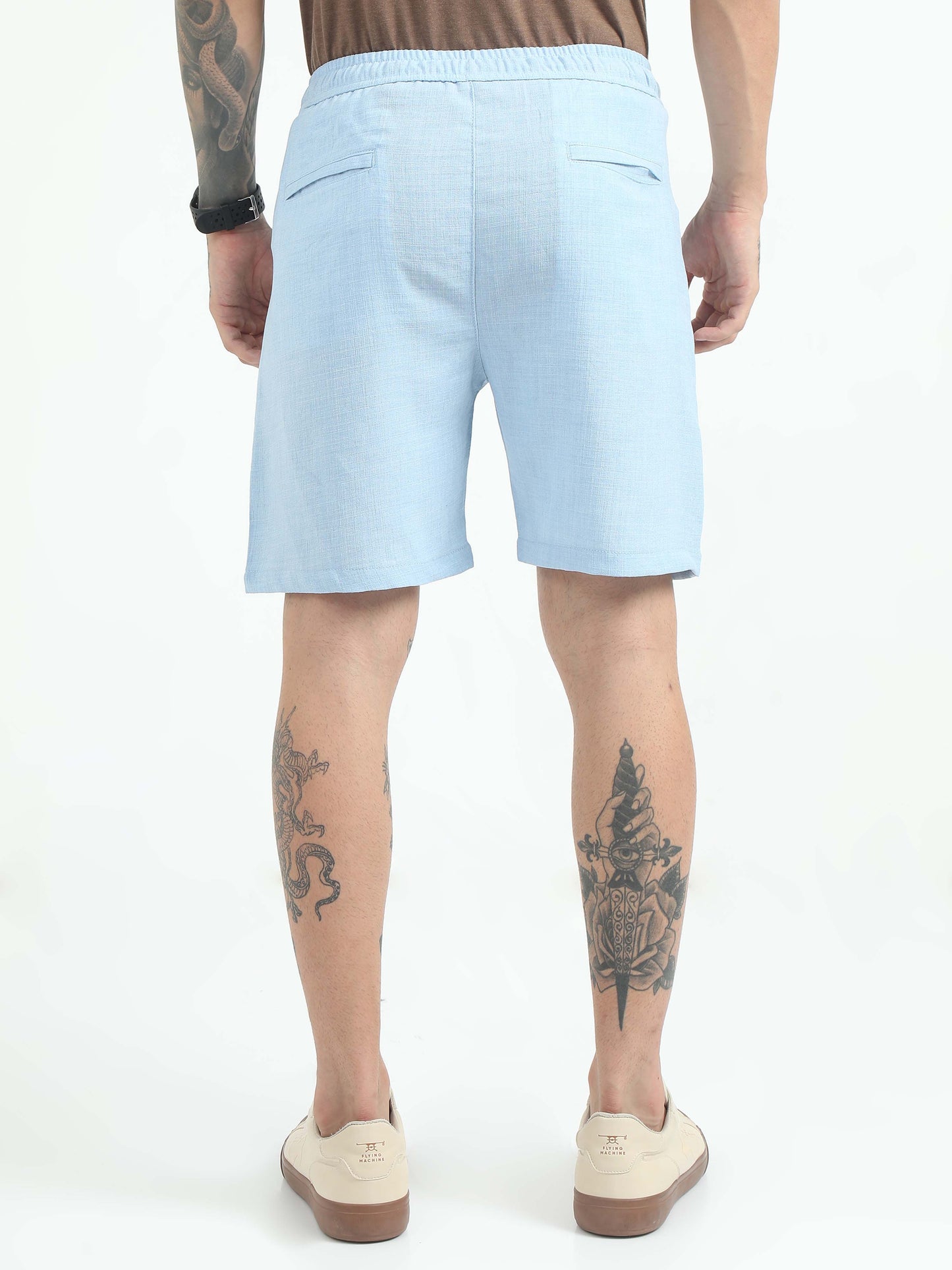 Men Air Linen Summer Shorts-Sky Blue