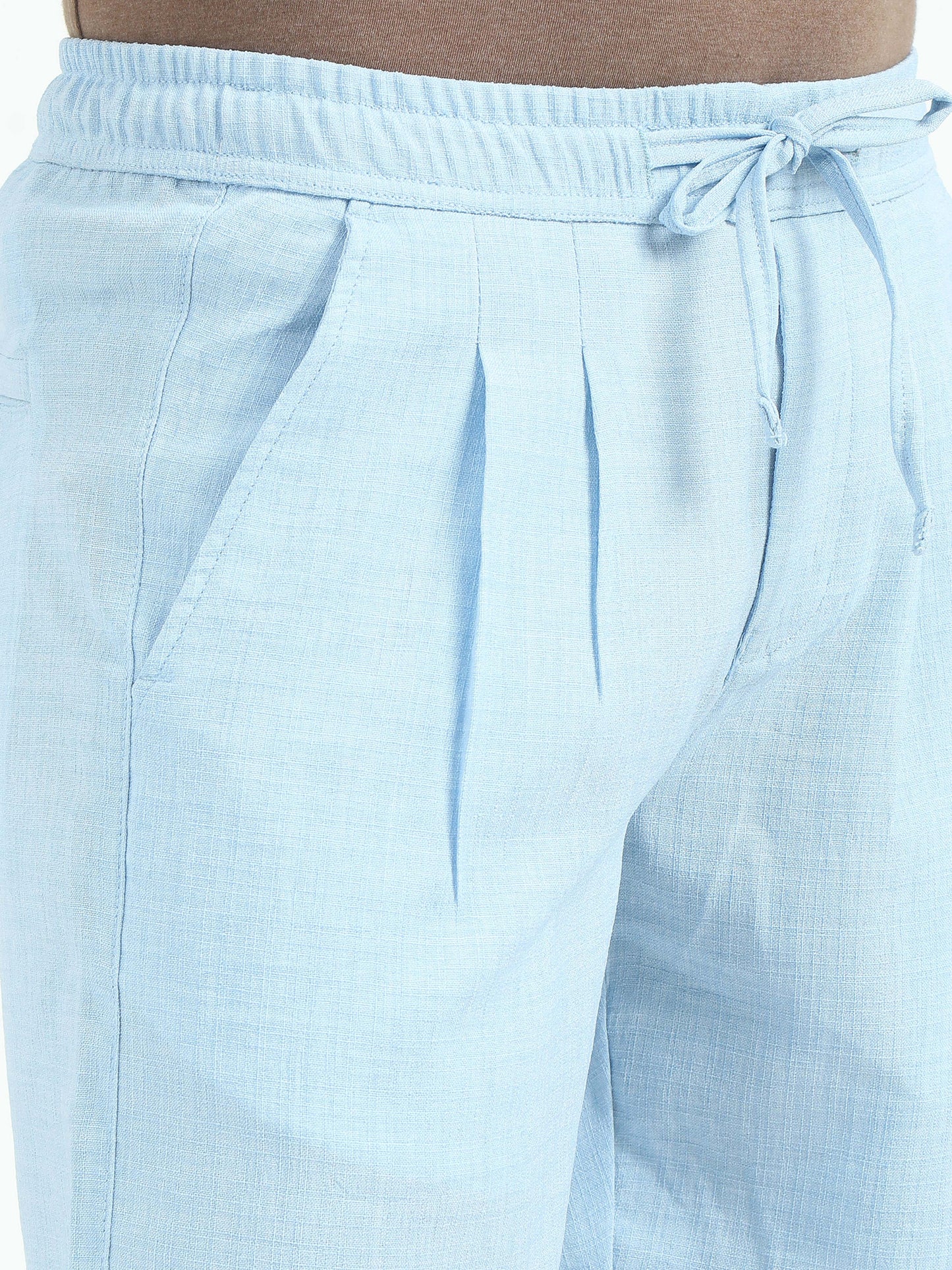 Men Air Linen Summer Shorts-Sky Blue