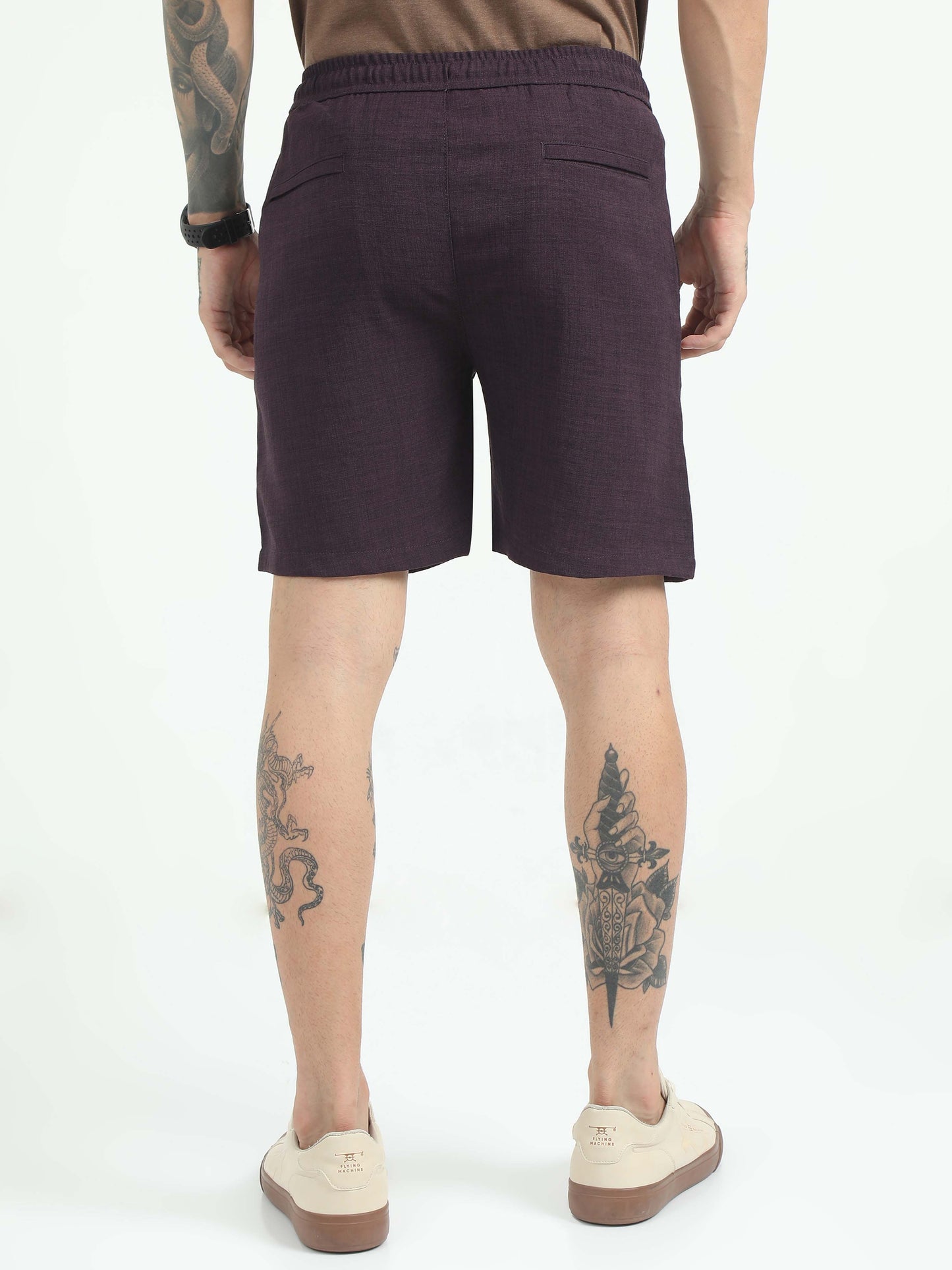 Men Air Linen Summer Shorts-Maroon