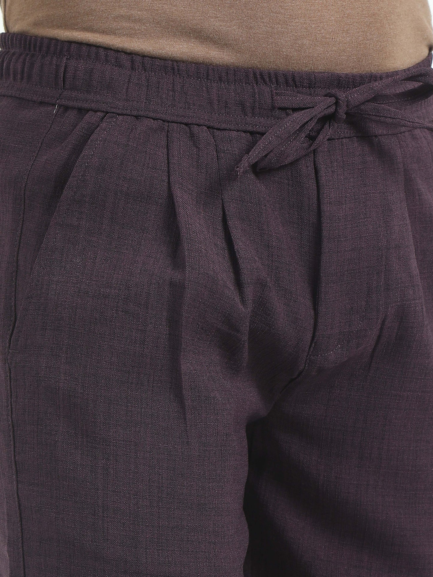 Men Air Linen Summer Shorts-Maroon