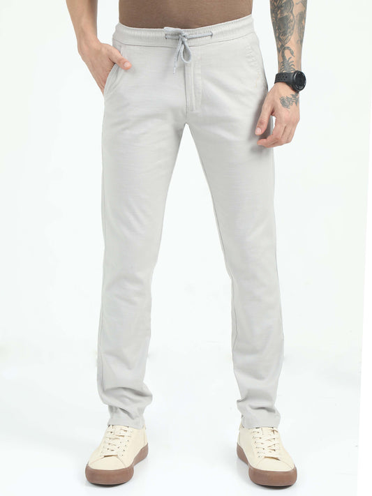 Men Comfy Linen Trousers-Lt Grey