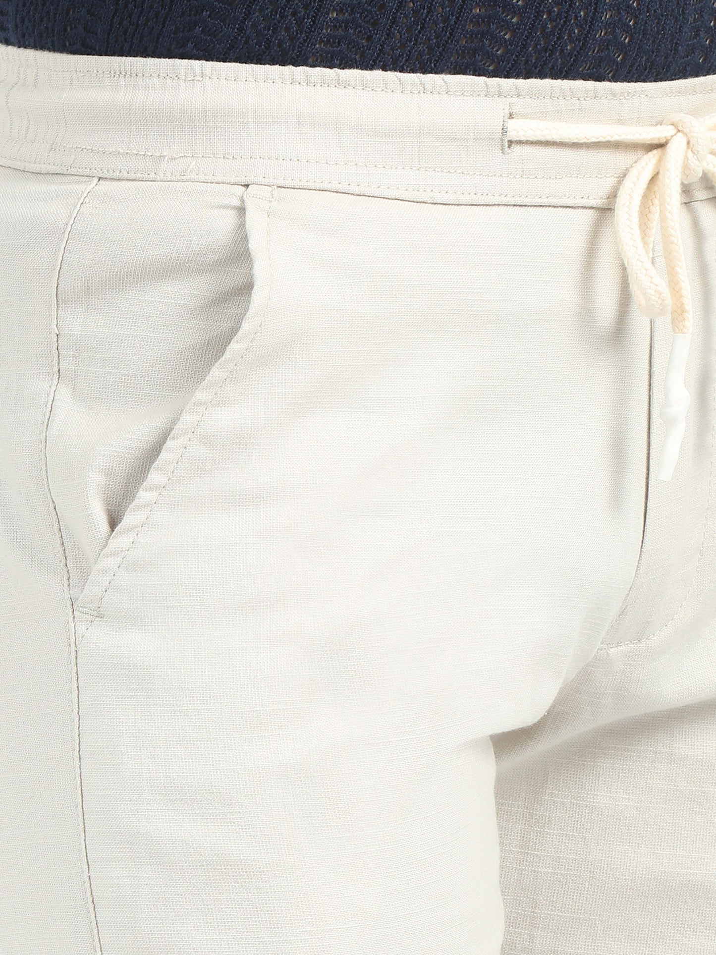 Men Comfy Linen Trousers-Beige