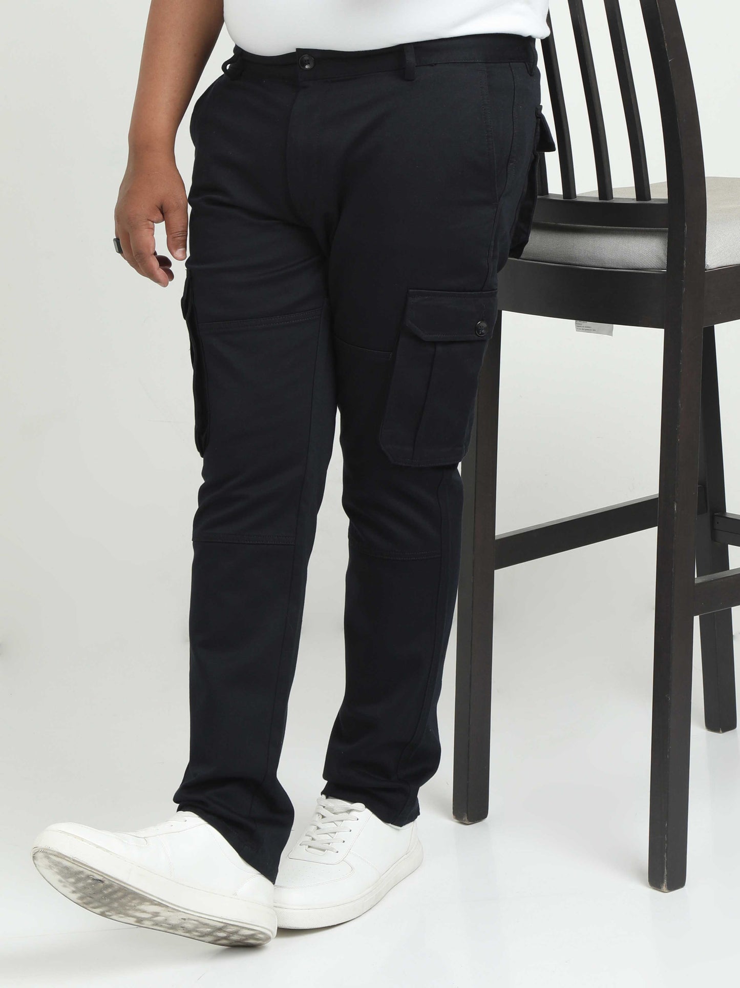 Black Plus Size Cargo Pants For Men