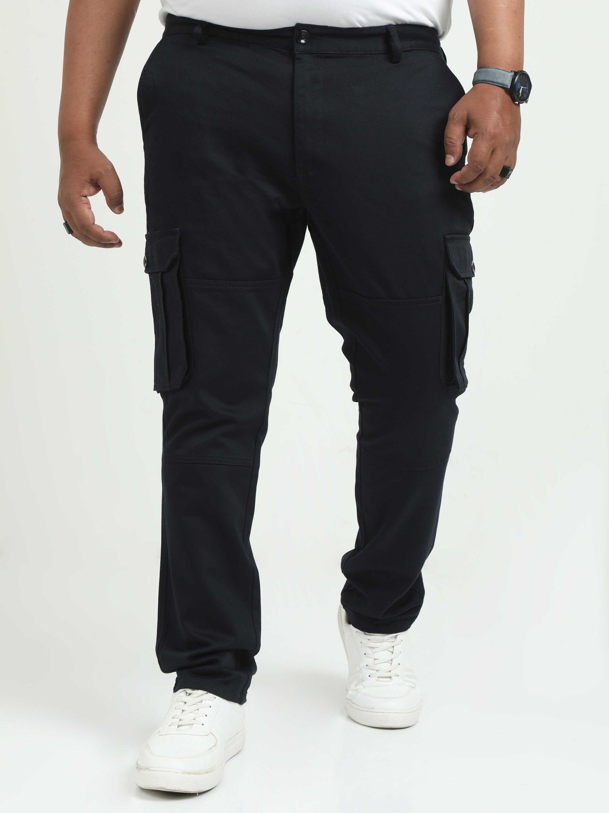 Black Plus Size Cargo Pants For Men