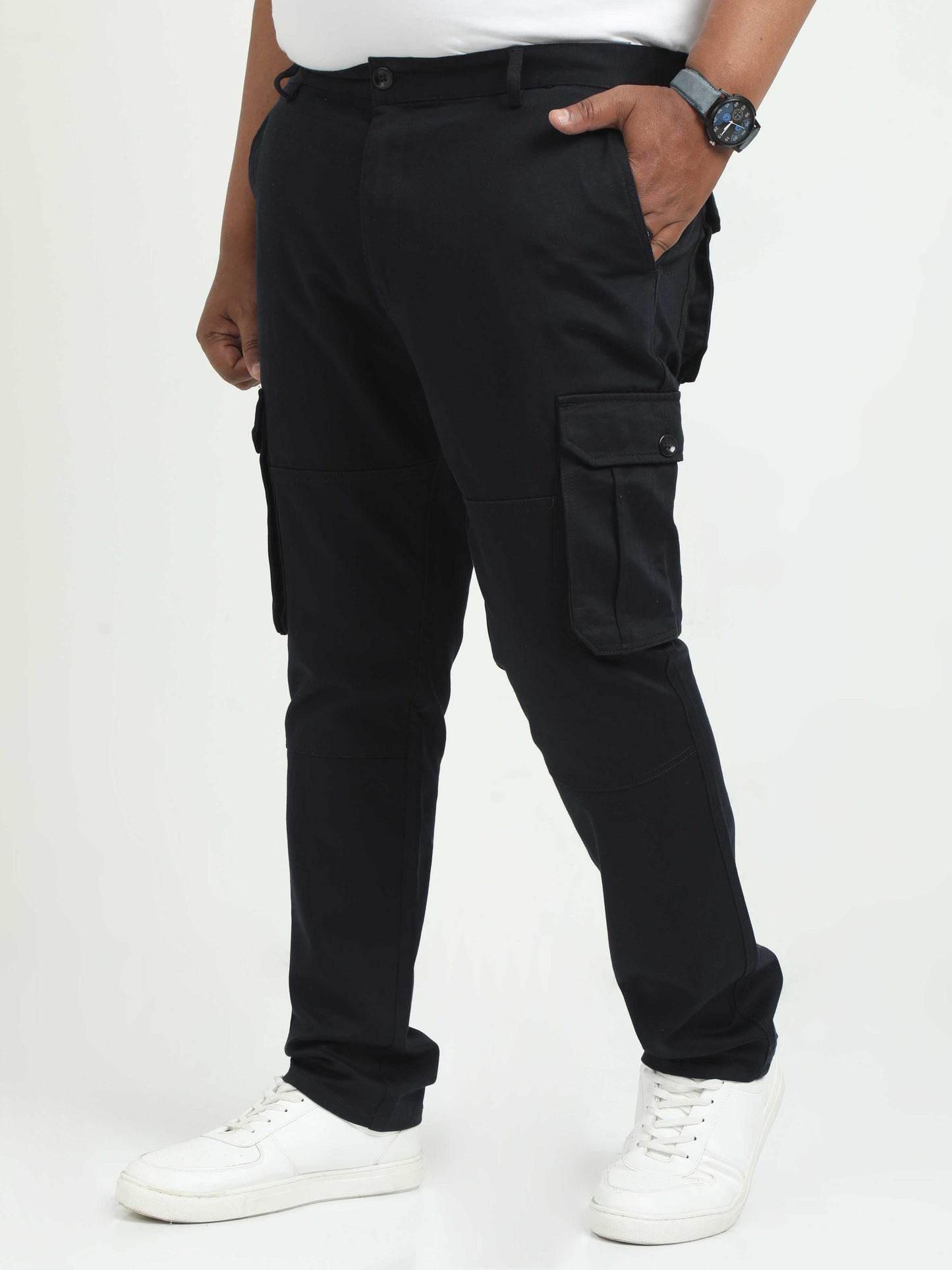 Black Plus Size Cargo Pants For Men