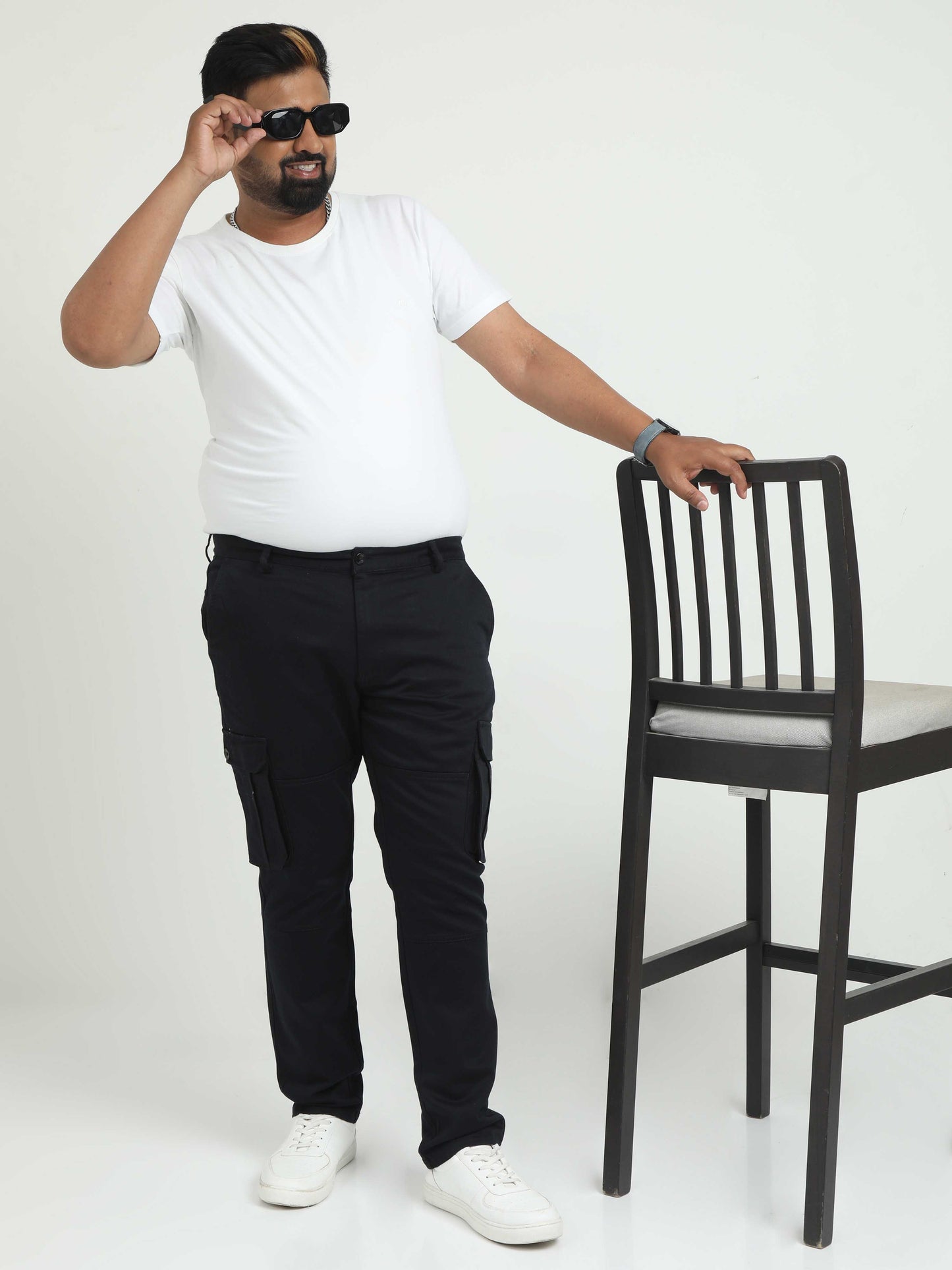 Black Plus Size Cargo Pants For Men