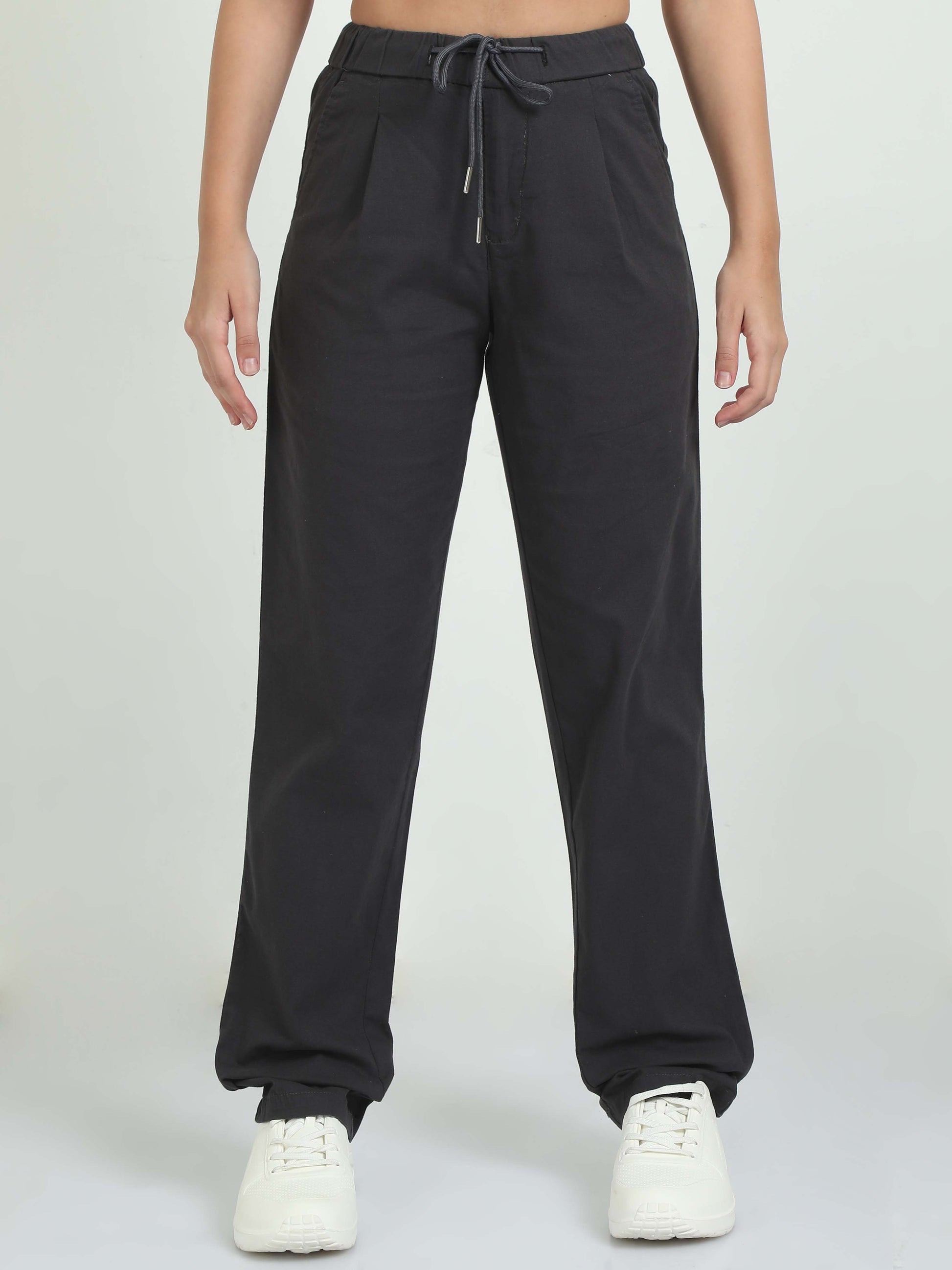 Women's Dark Grey Linen Trousers