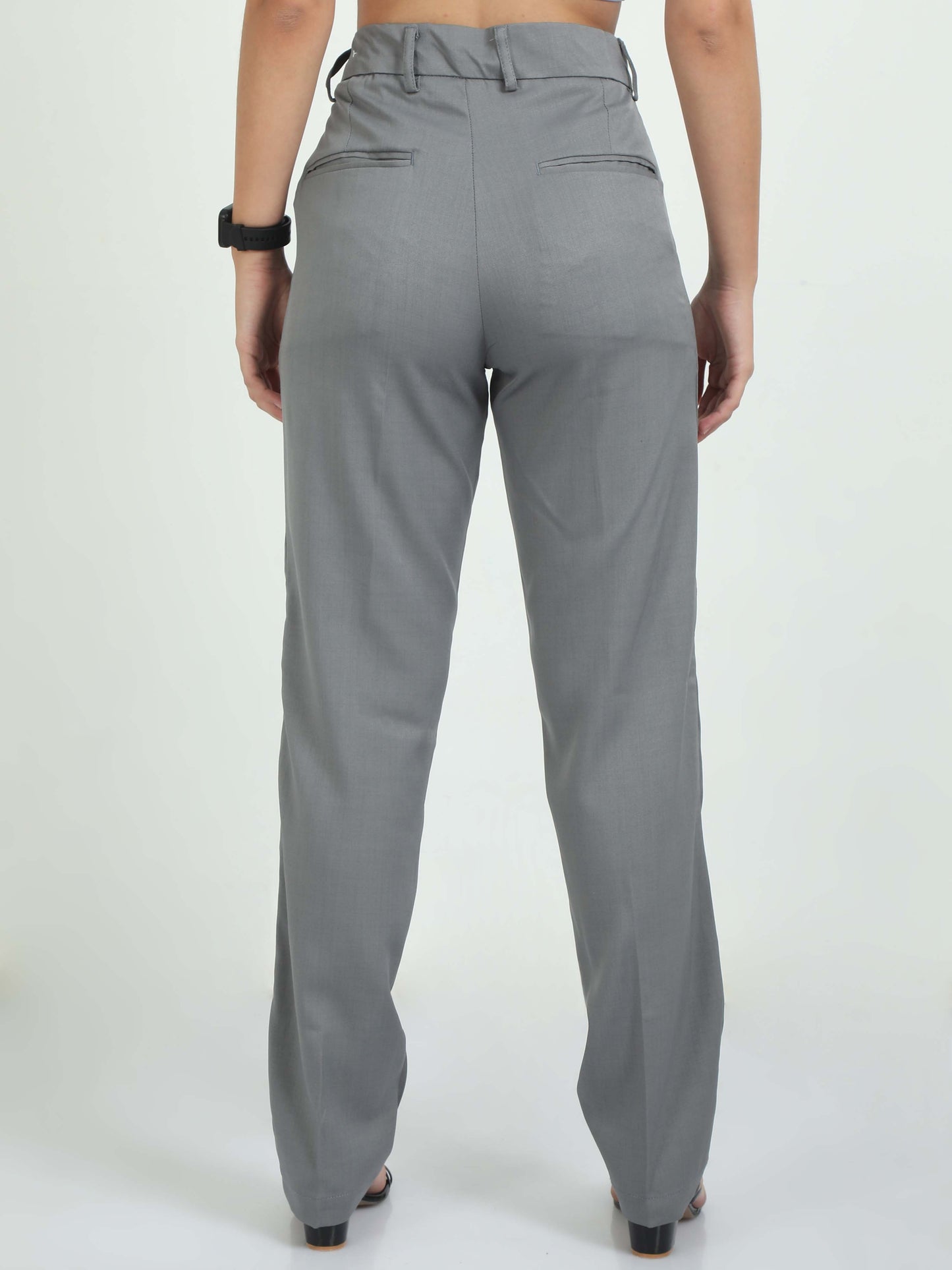 Women's Light Grey Pleated Pants