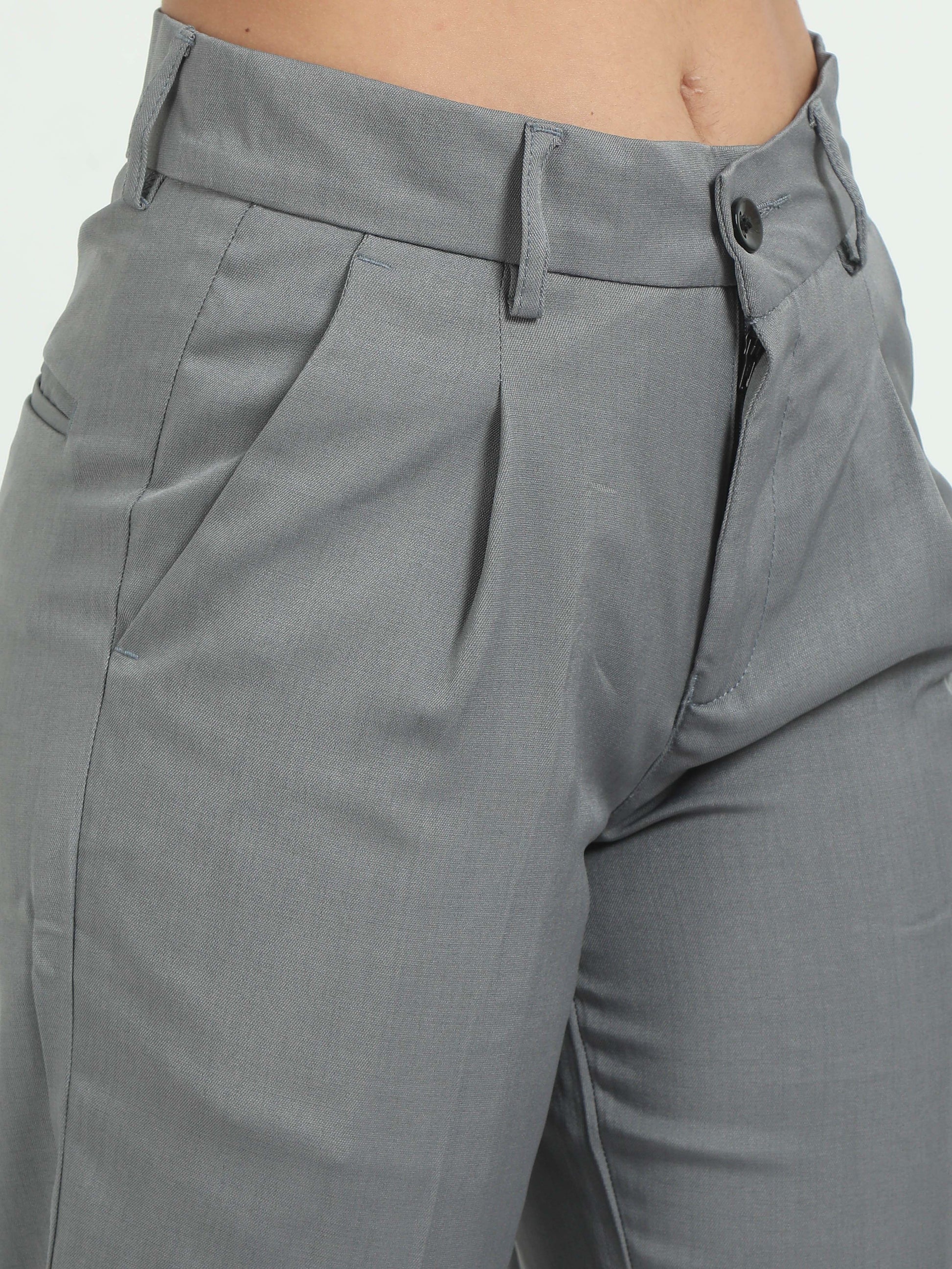 Women's Light Grey Pleated Pants