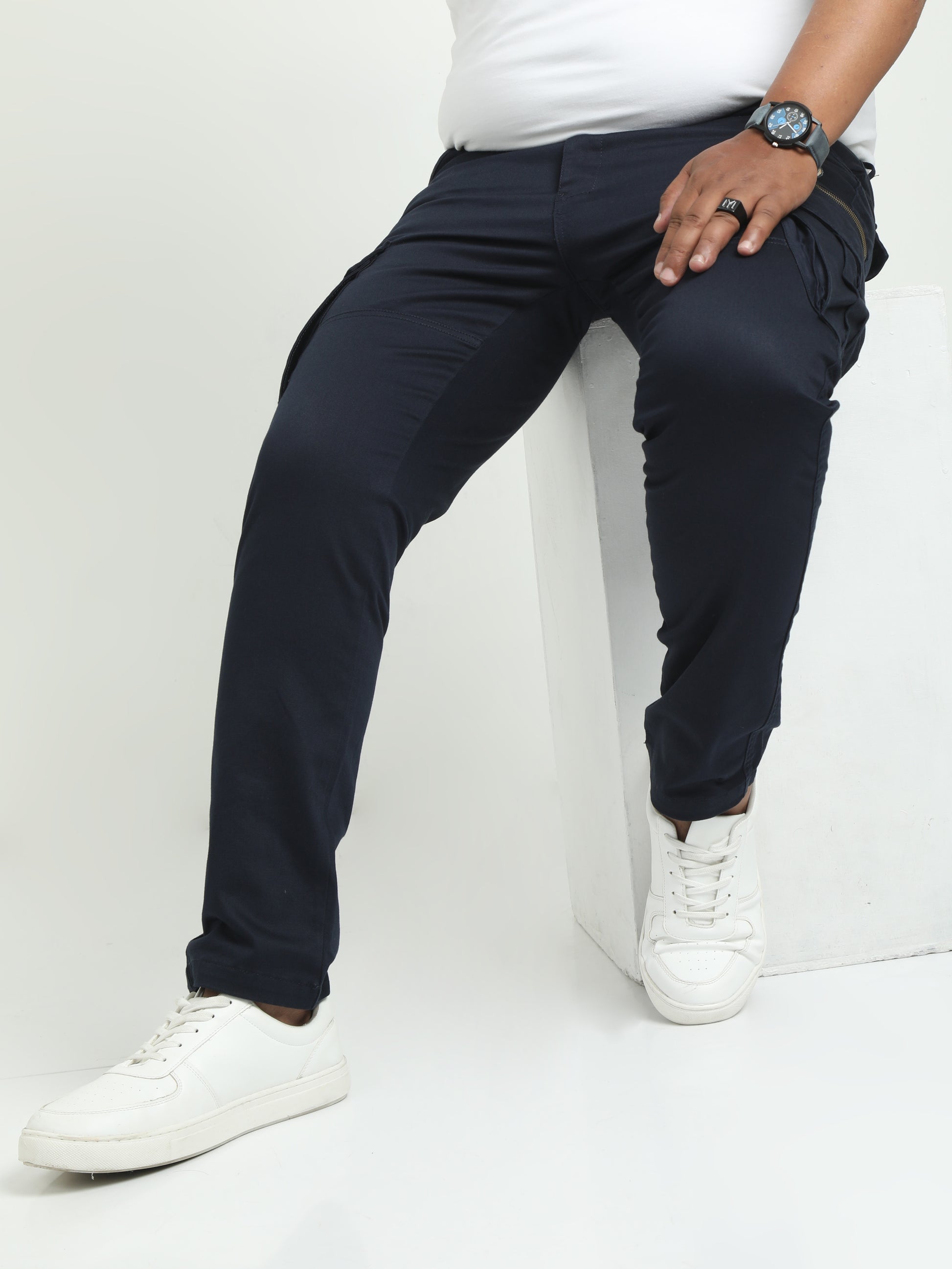 Vintage Navy Plus Size Cargos For Men