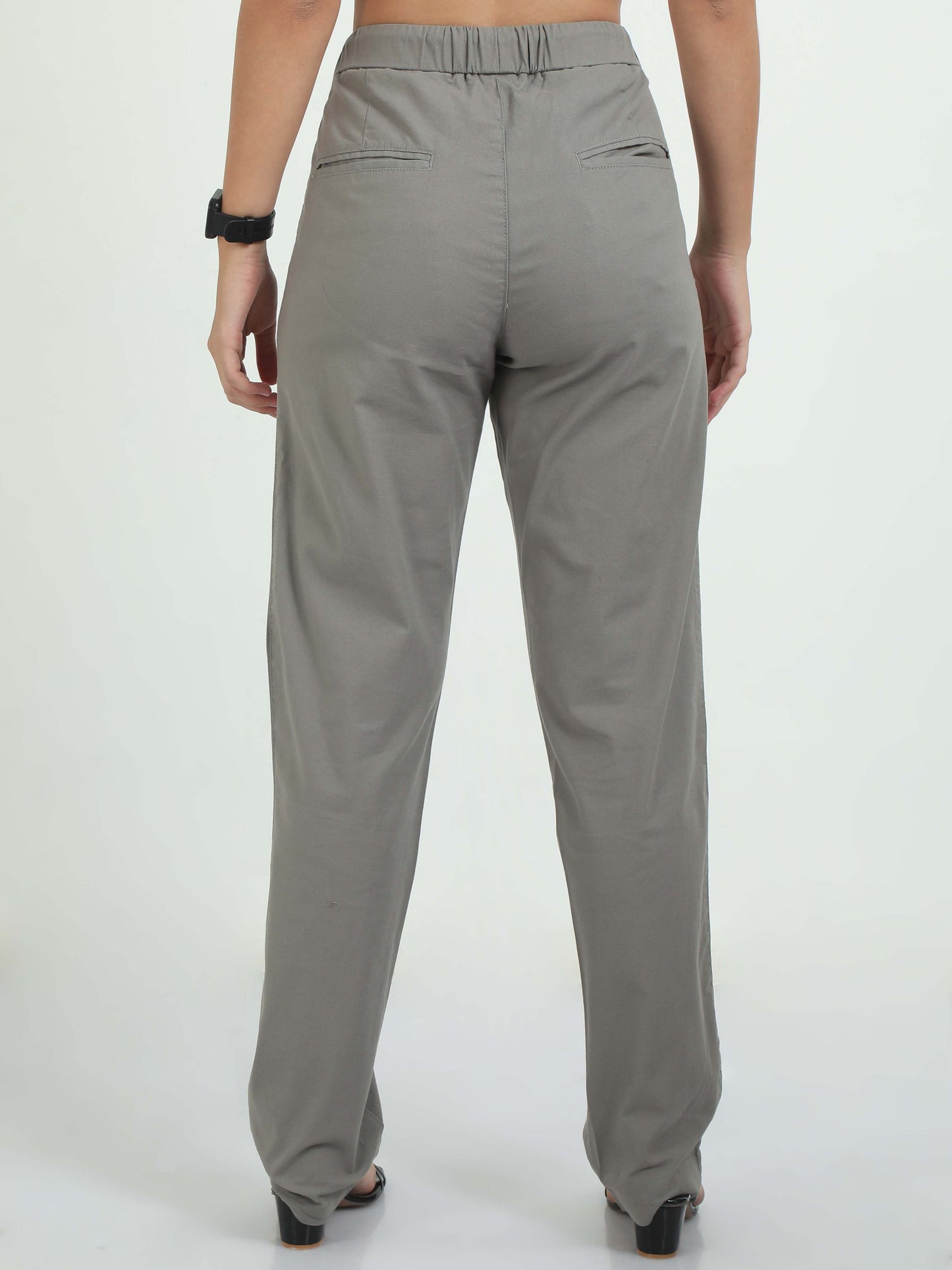 Women Lazy Linen Pleat Pant-Lt Grey