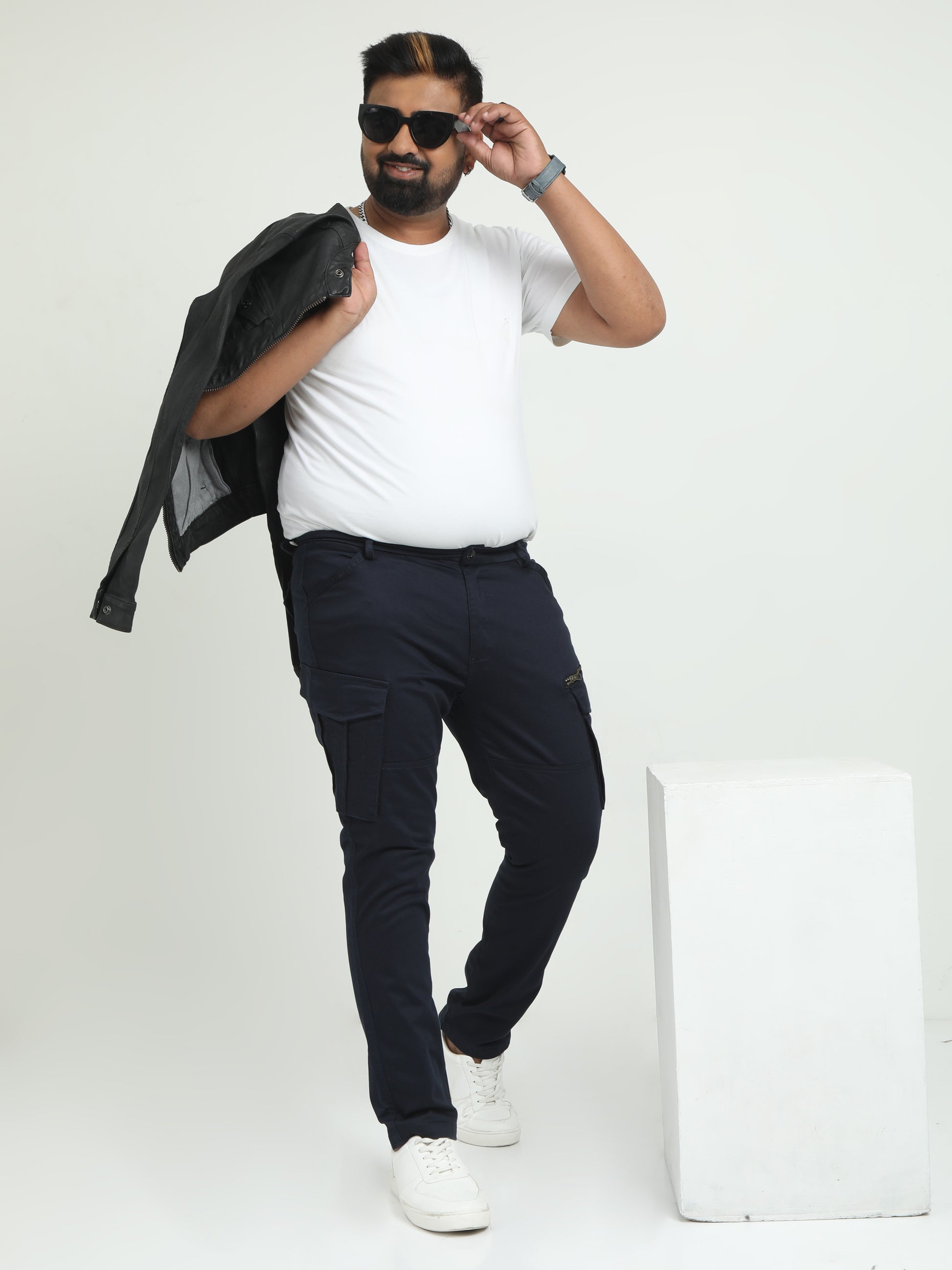 Vintage Navy Plus Size Cargos For Men