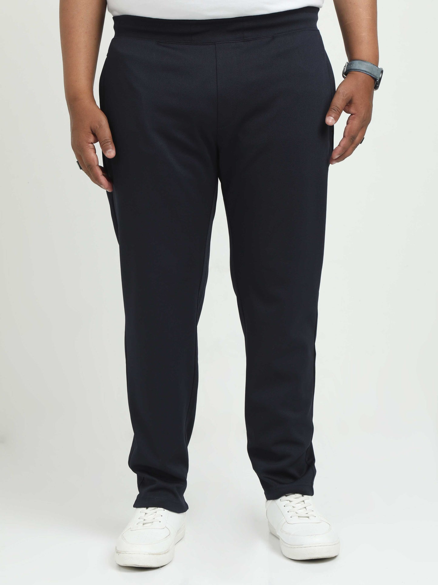 Navy Plus Size Jogger Regular Fit Jeans For Men