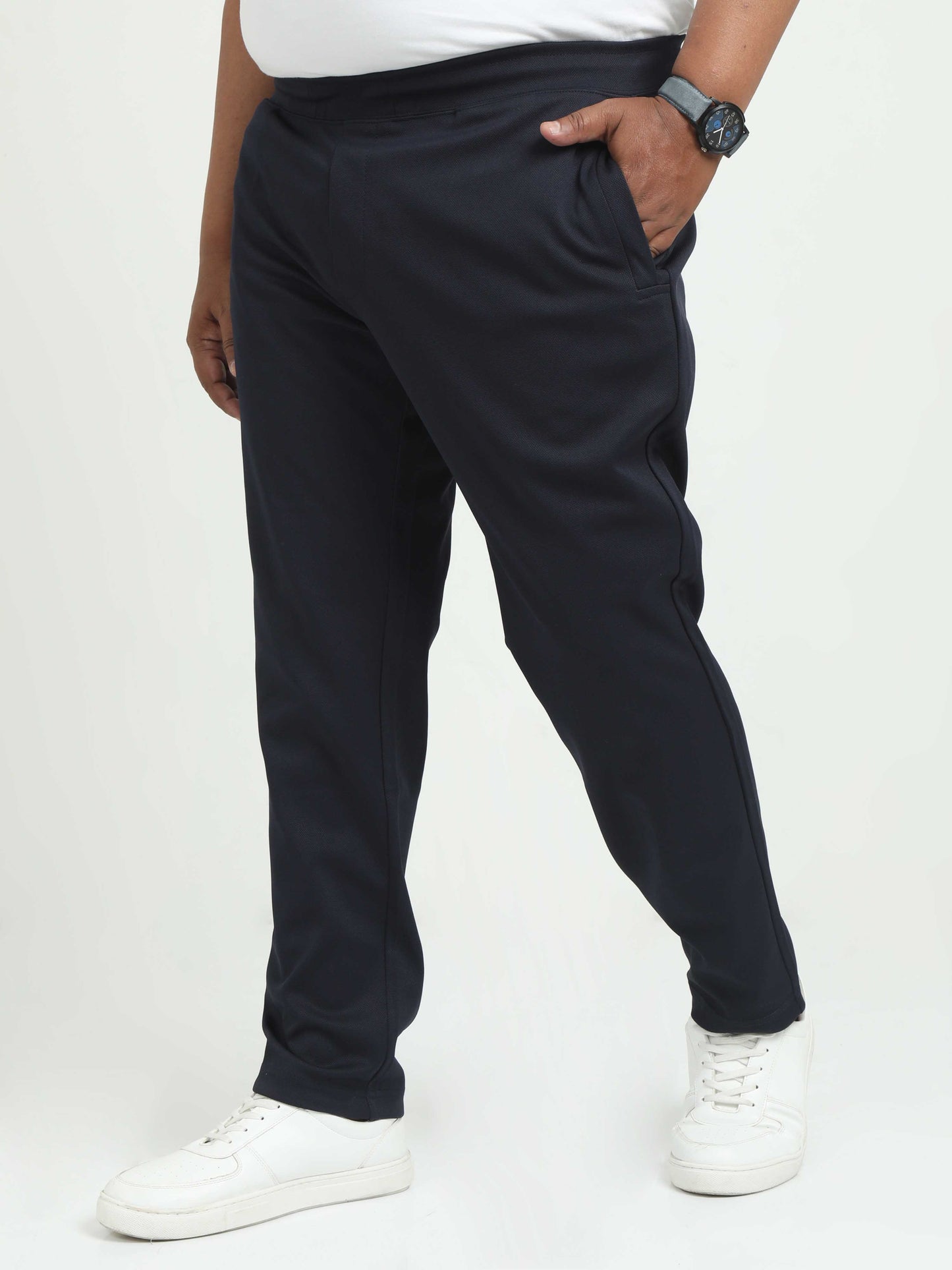 Navy Plus Size Jogger Regular Fit Jeans For Men