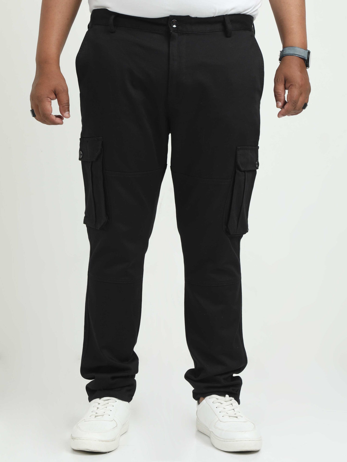 Graphite Plus Size Cargo Trousers For Men