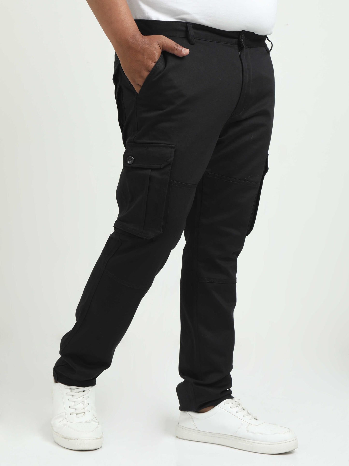 Graphite Plus Size Cargo Trousers For Men