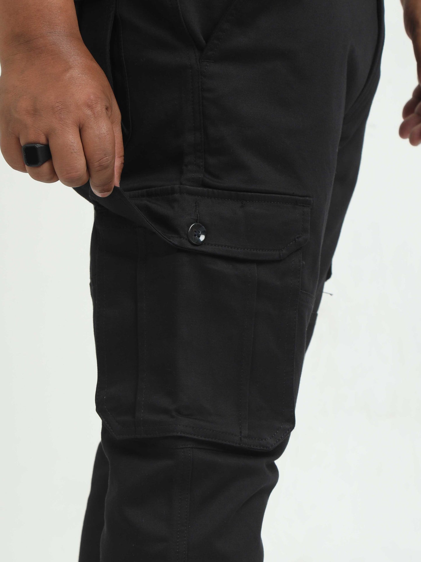 Graphite Plus Size Cargo Trousers For Men