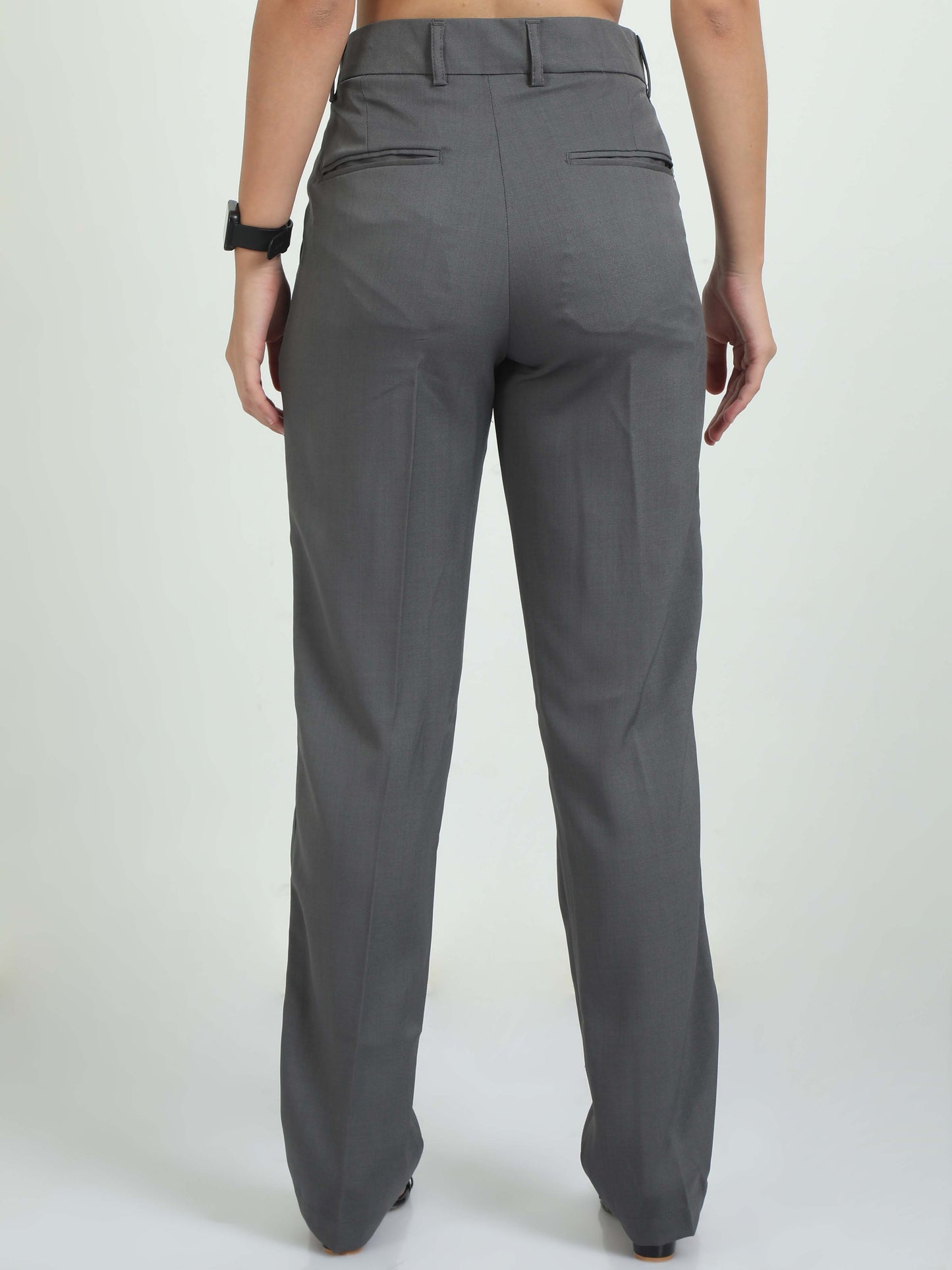 Dark Grey Pleated Pants For Women