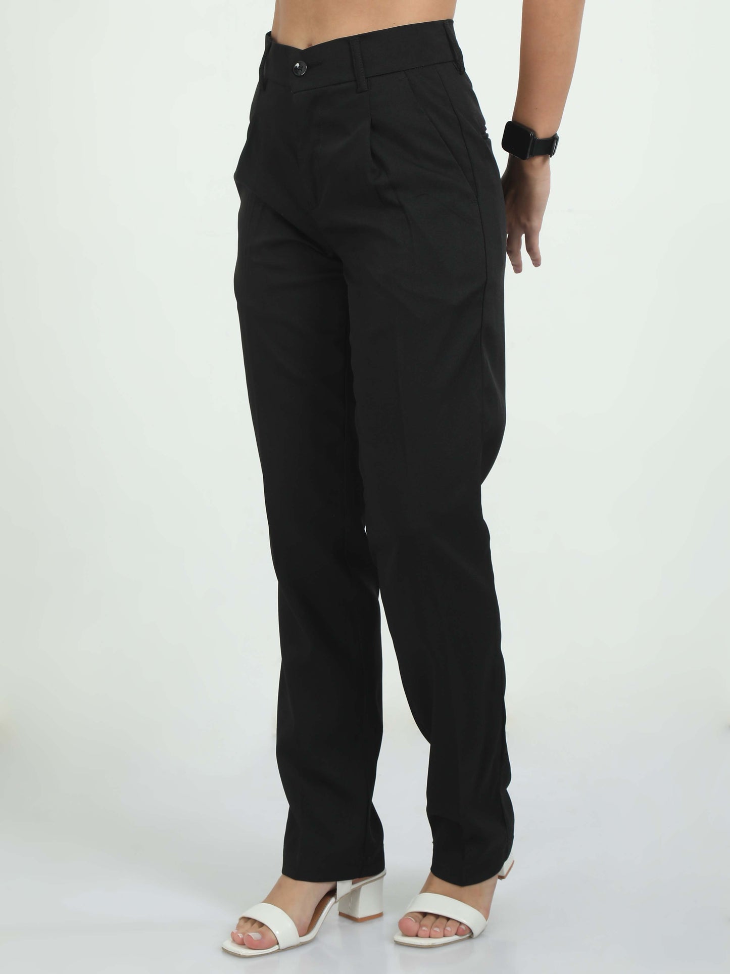 Navy Pleated Pants for Women