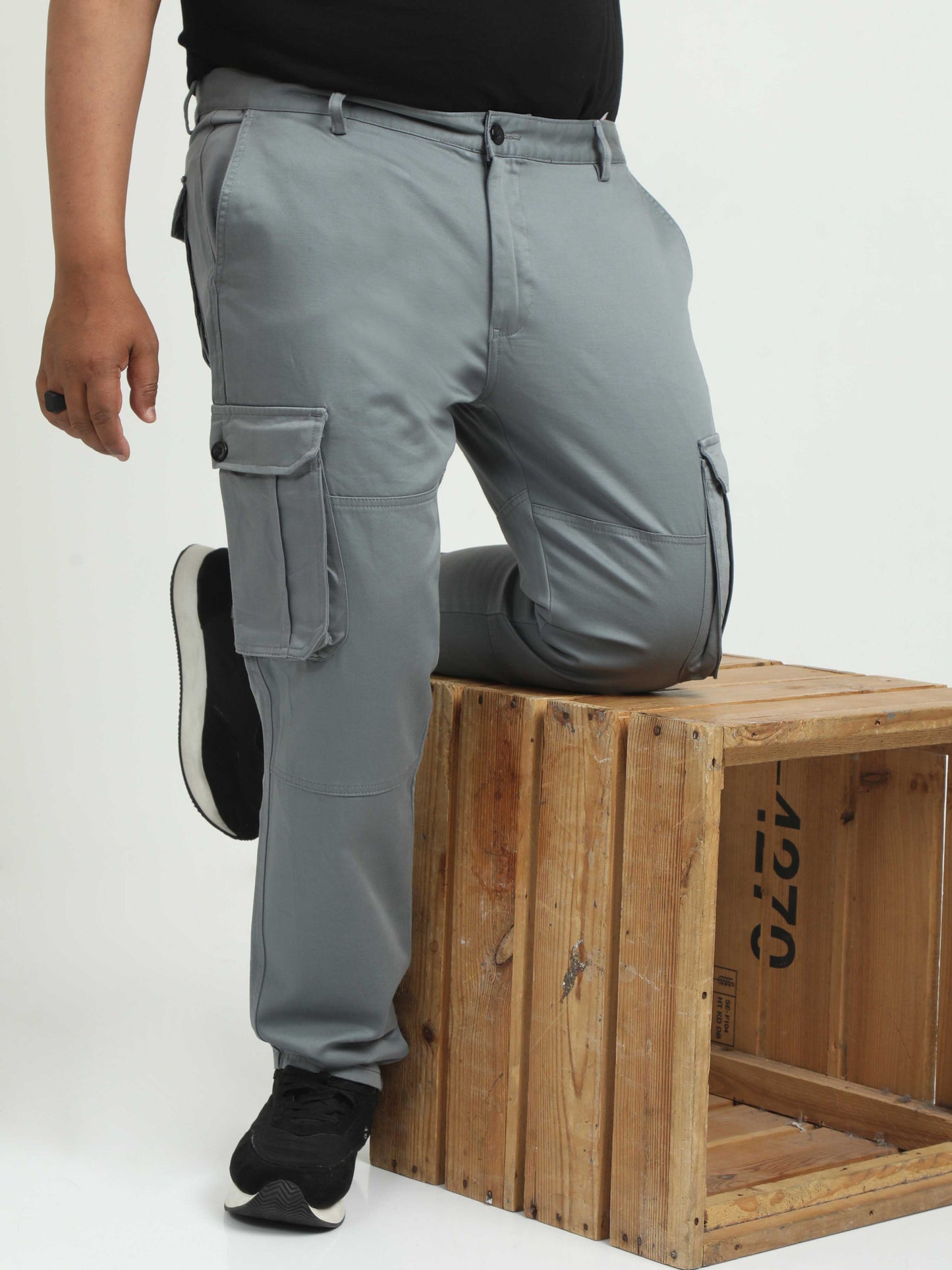 Grey Big Size Cargo Pants for Men