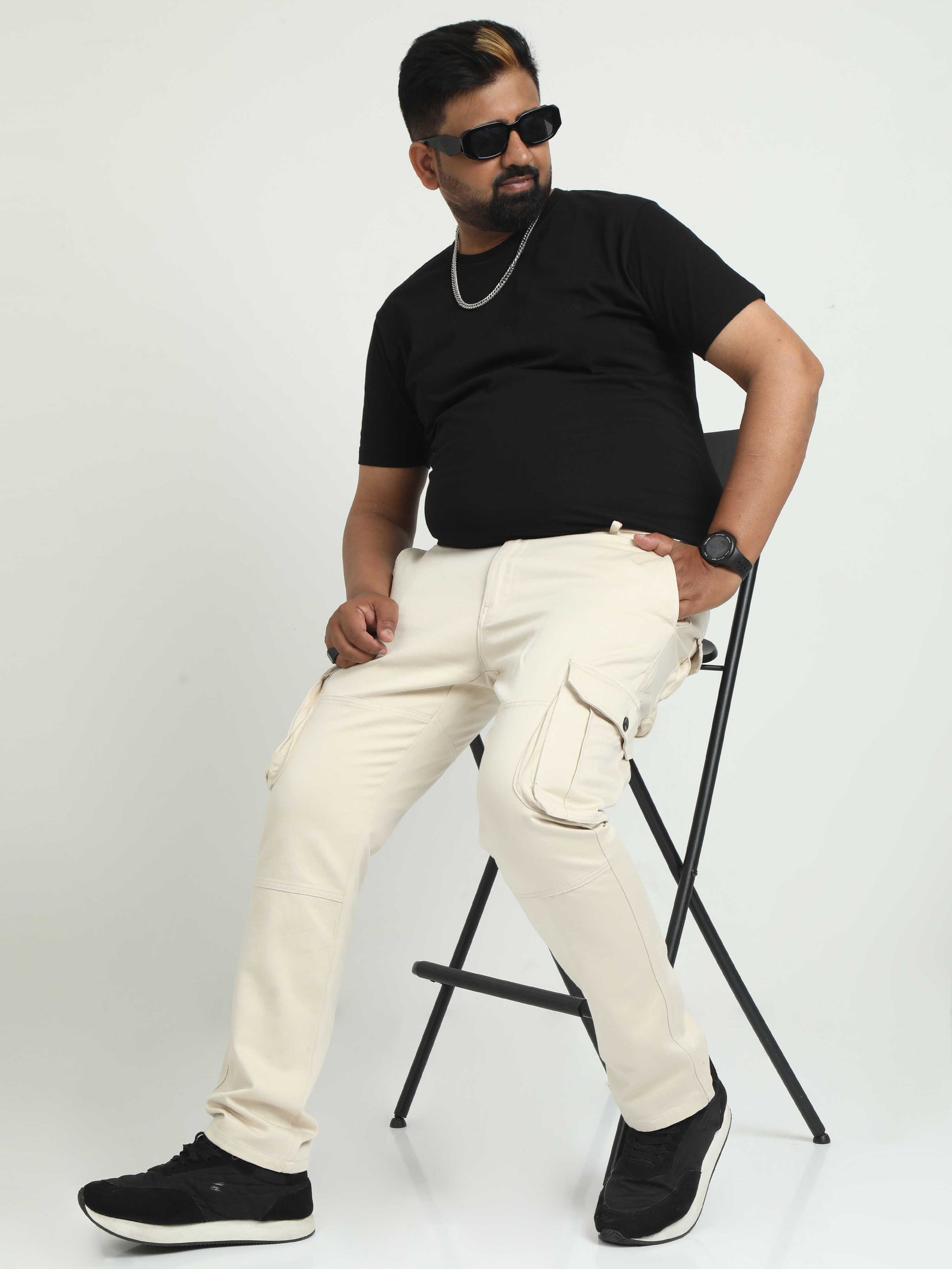 Cream Plus Size Cargo for Men 