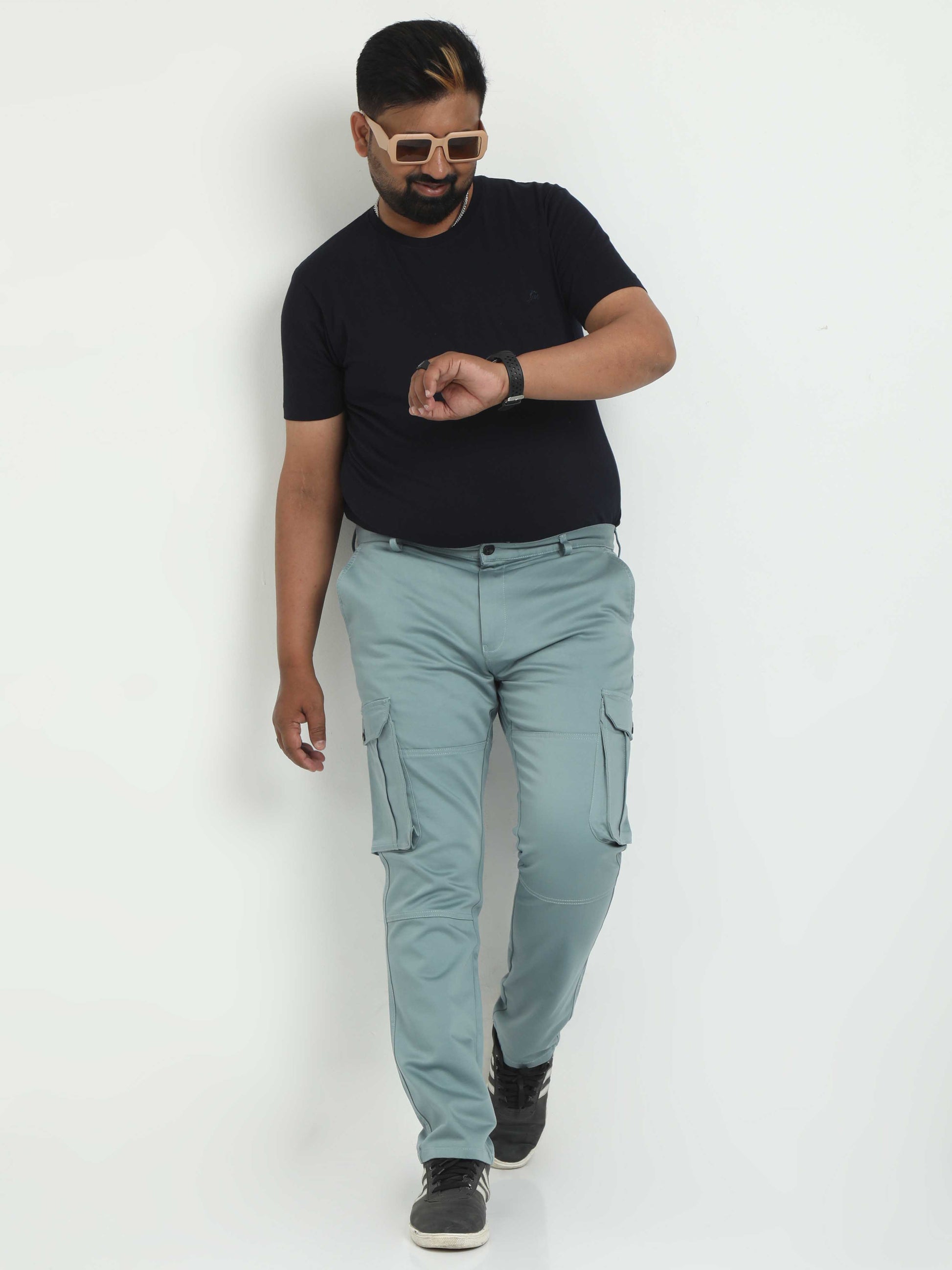 Teal Plus Size Cargo Pants For Men