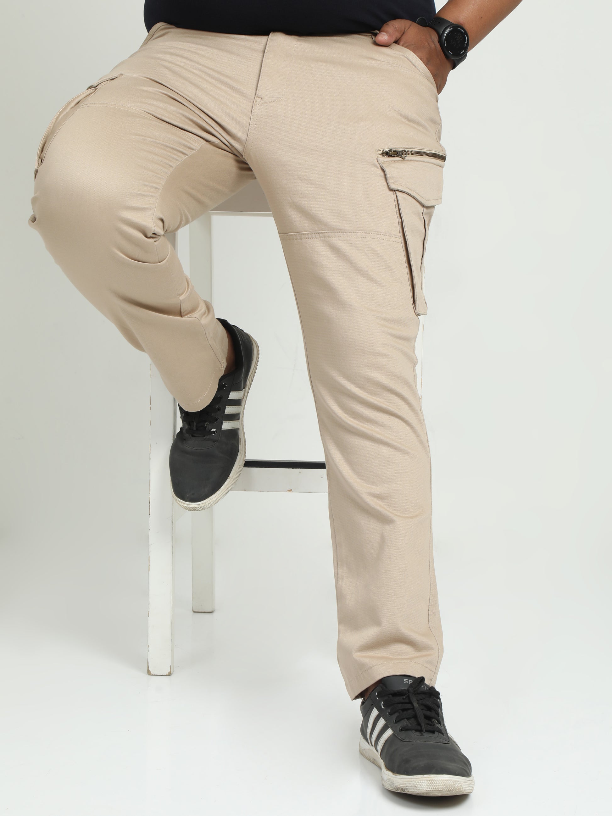 Khaki Vintage Plus Size Cargo Pants For Men