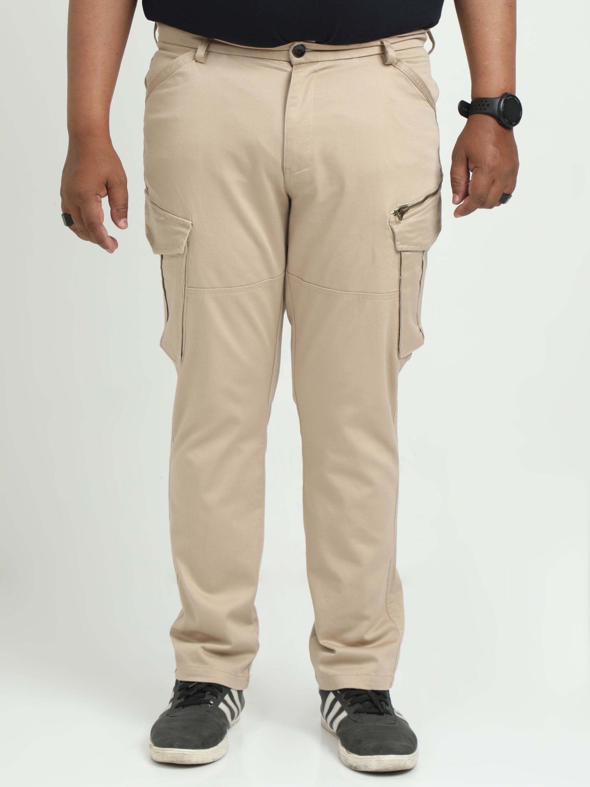 Khaki Vintage Plus Size Cargo Pants For Men