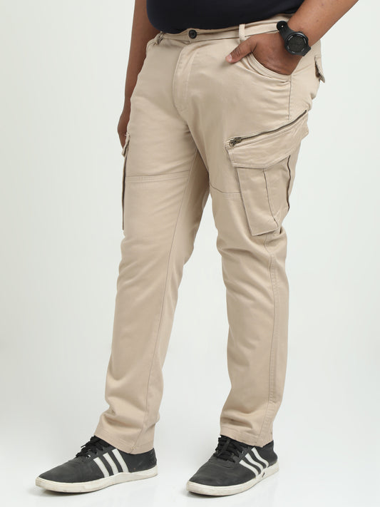 Khaki Vintage Plus Size Cargo Pants For Men