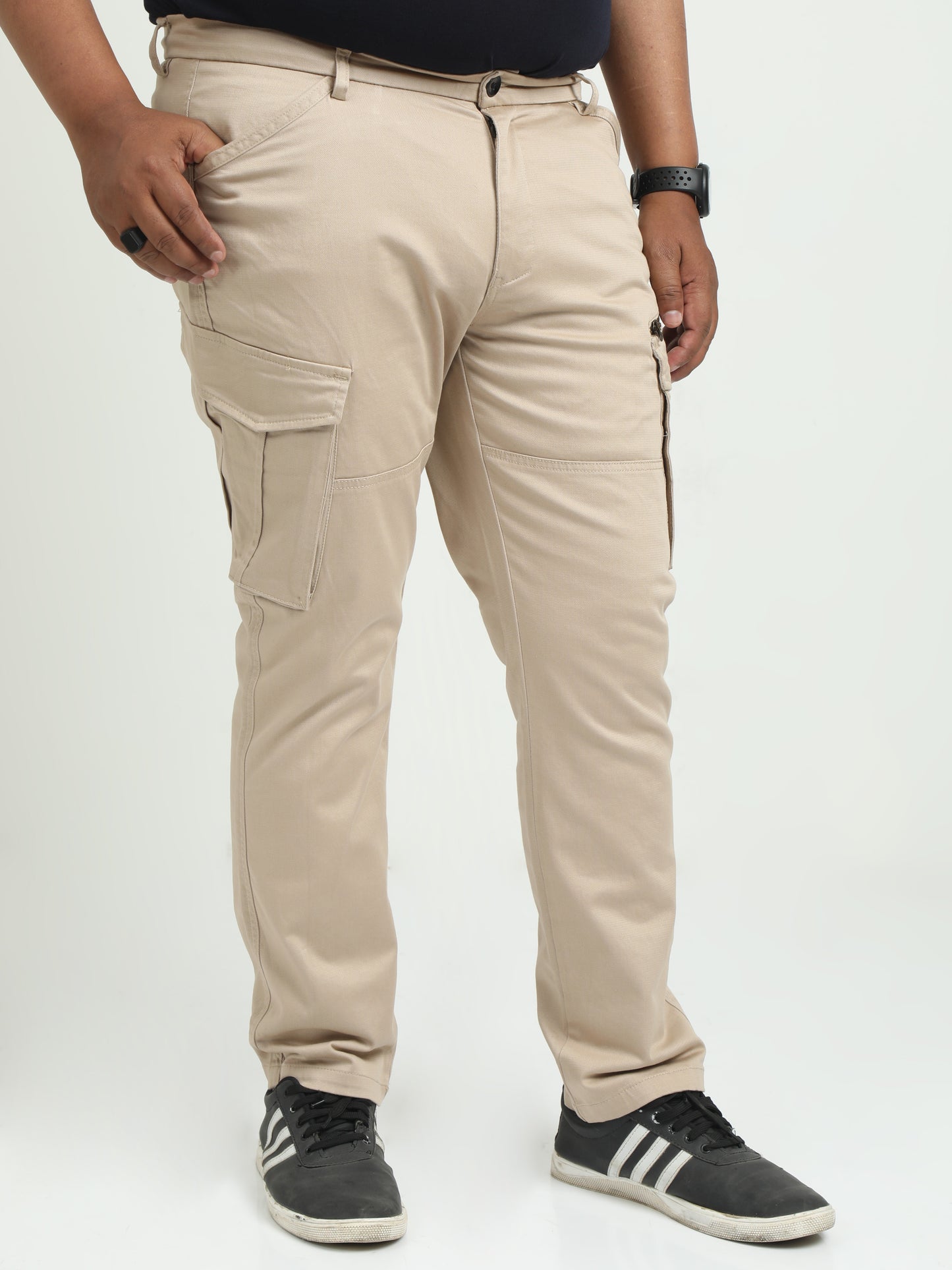 Khaki Vintage Plus Size Cargo Pants For Men