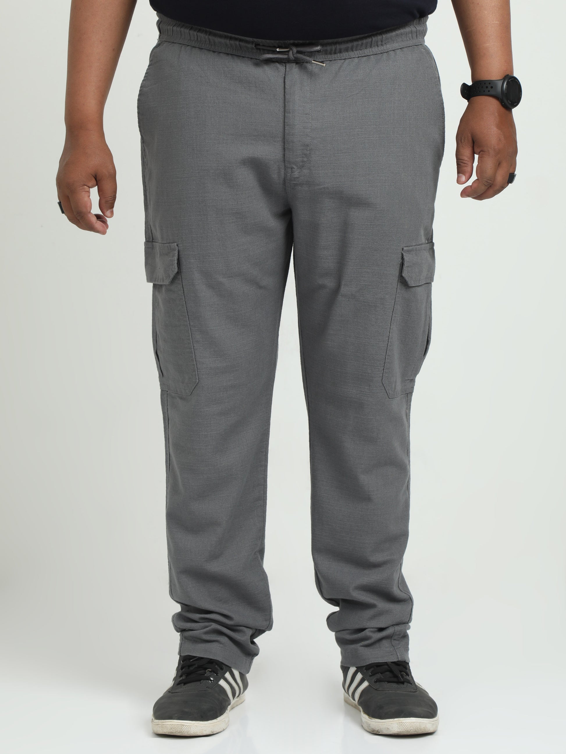 Grey Plus Size Linen Pants For Mens