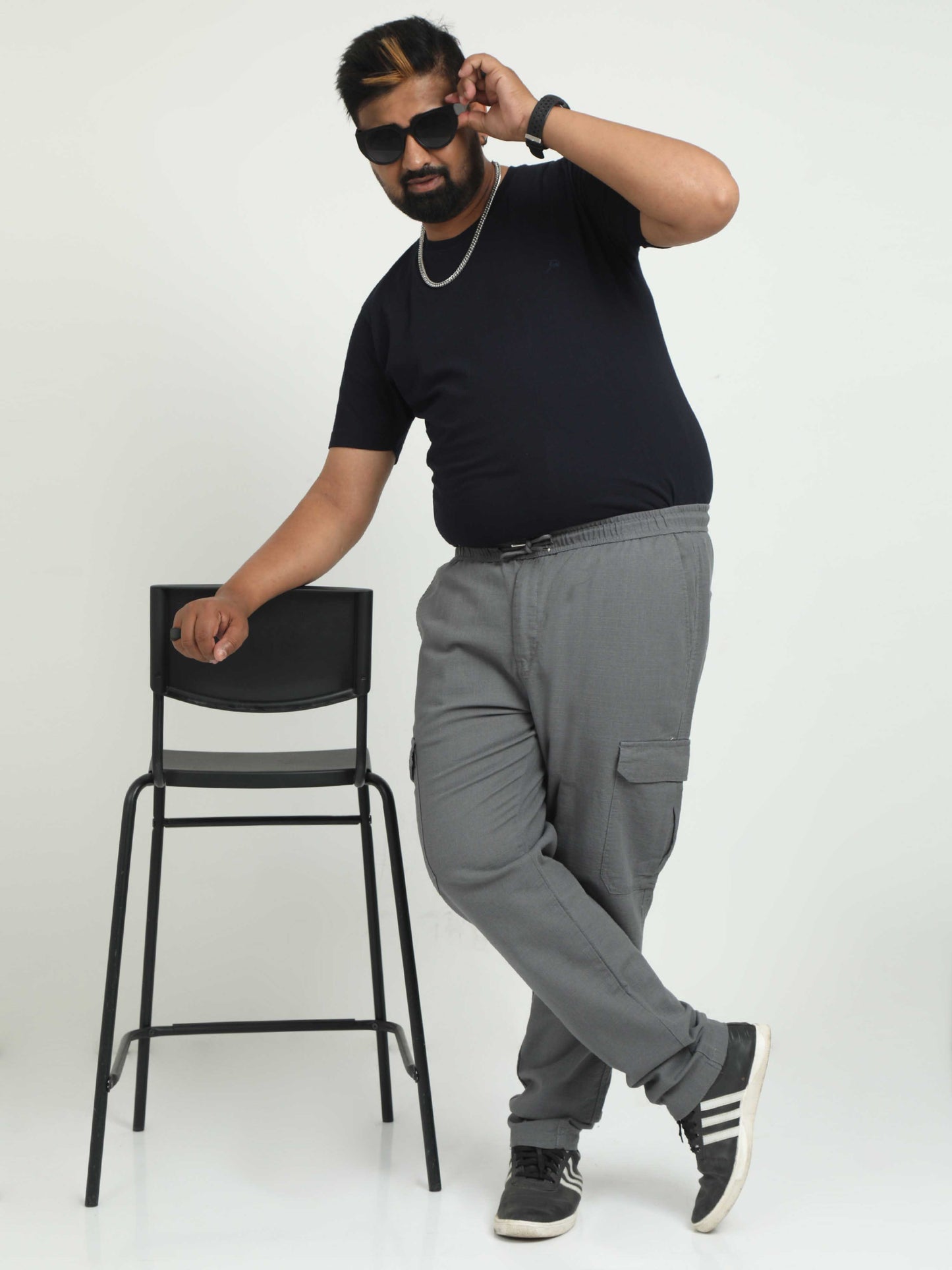 Grey Plus Size Linen Pants For Mens