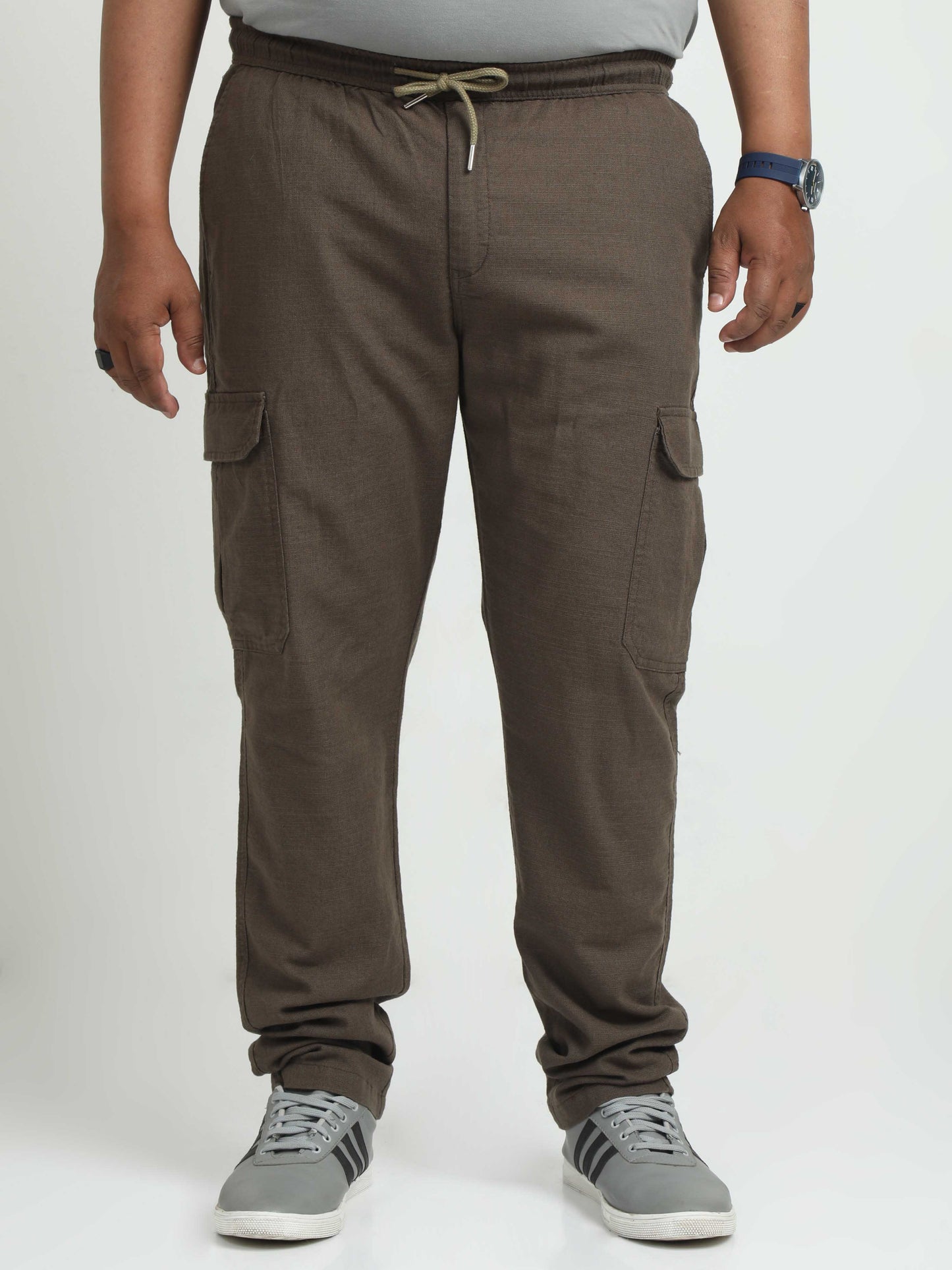 Brown Plus Size Linen Pants For Men