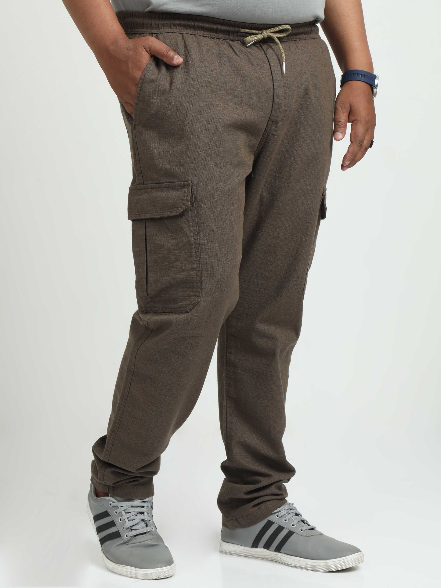 Brown Plus Size Linen Pants For Men