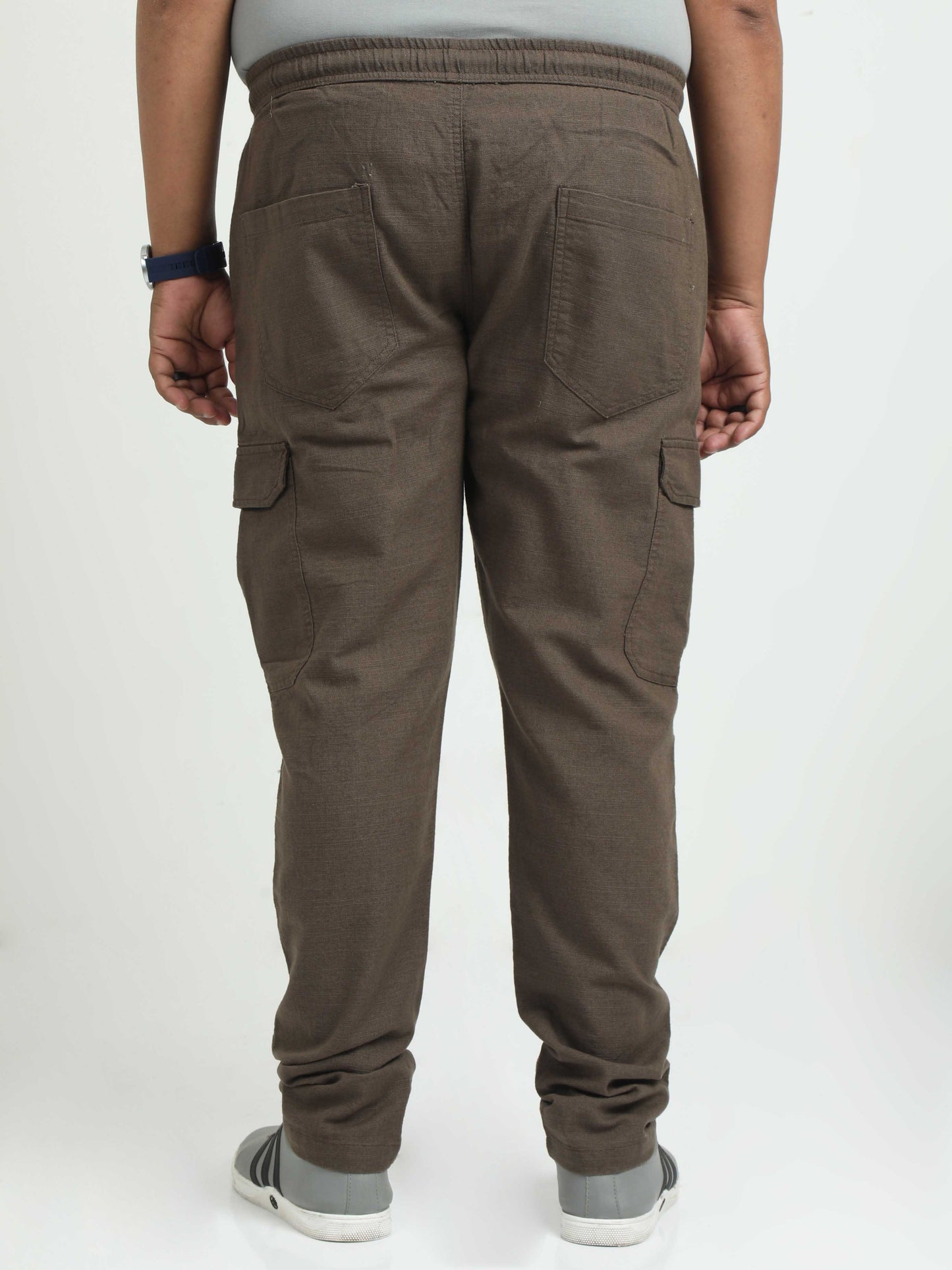 Brown Plus Size Linen Pants For Men