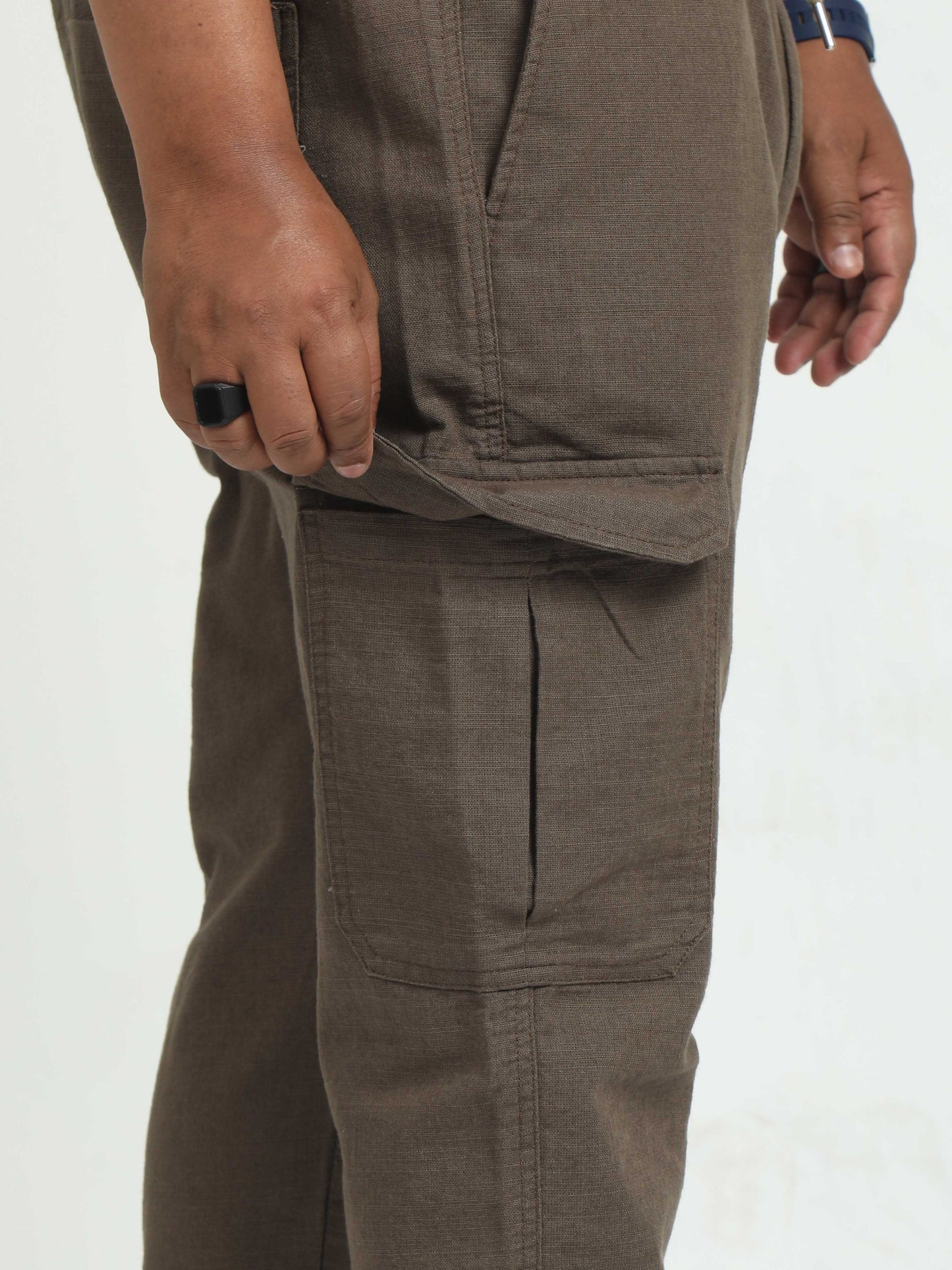 Brown Plus Size Linen Pants For Men