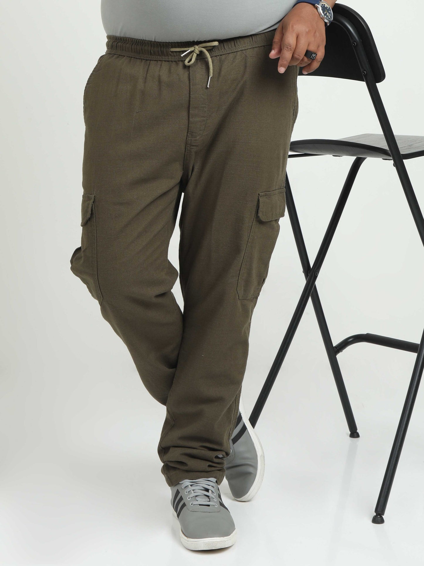 Olive Plus Size Linen Pants For Men