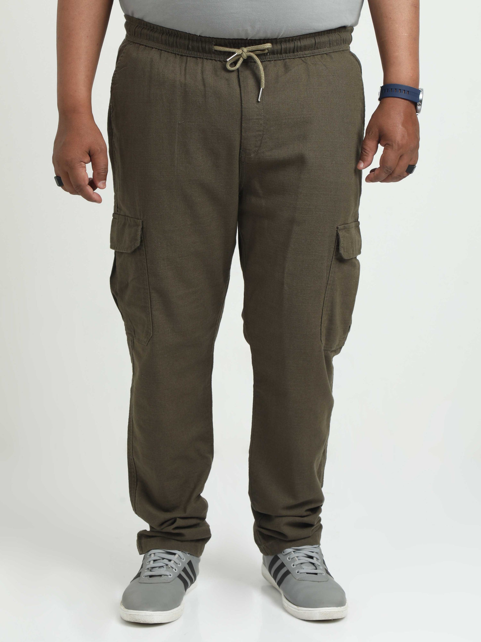 Olive Plus Size Linen Pants For Men