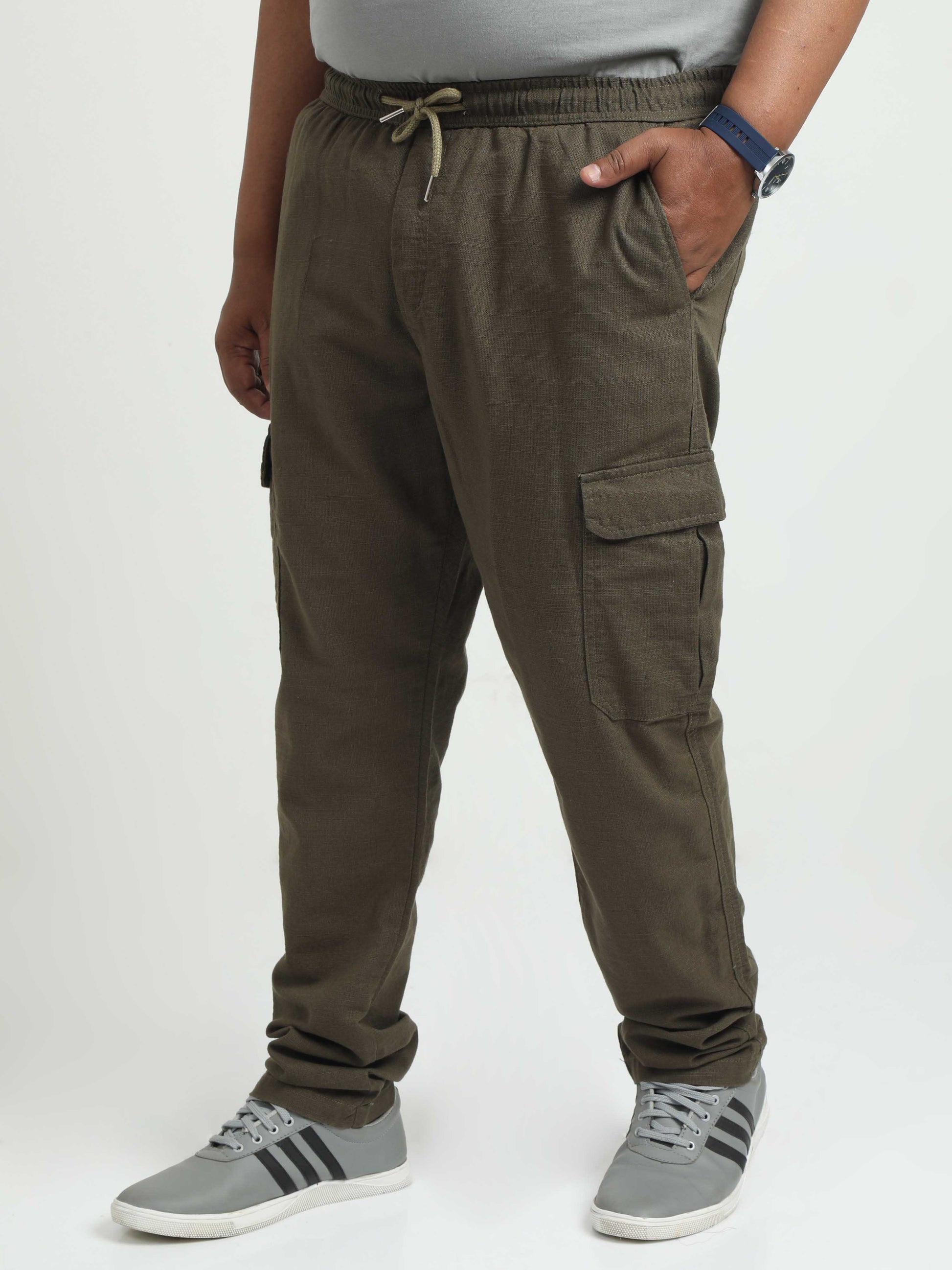 Olive Plus Size Linen Pants For Men