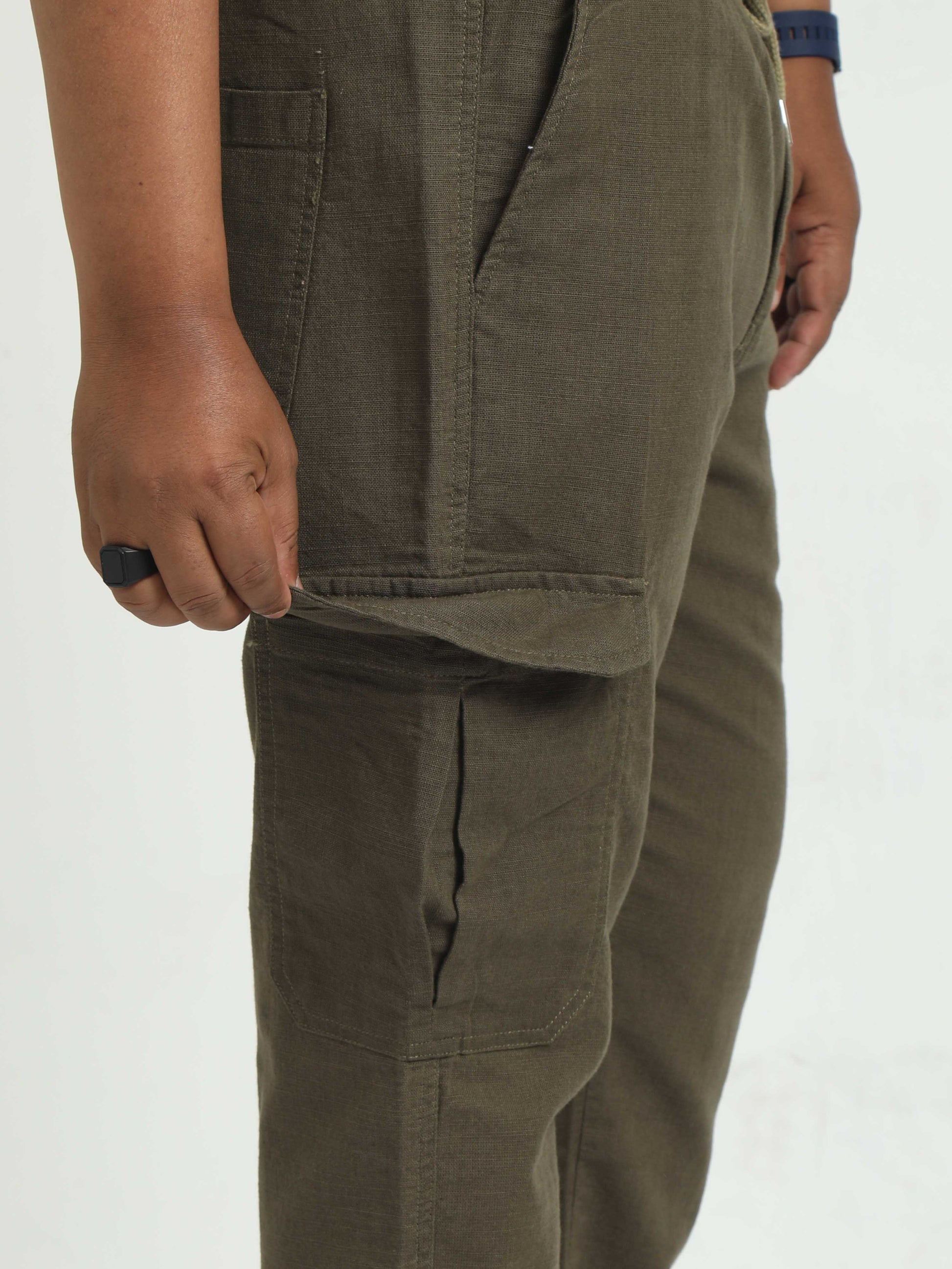 Olive Plus Size Linen Pants For Men