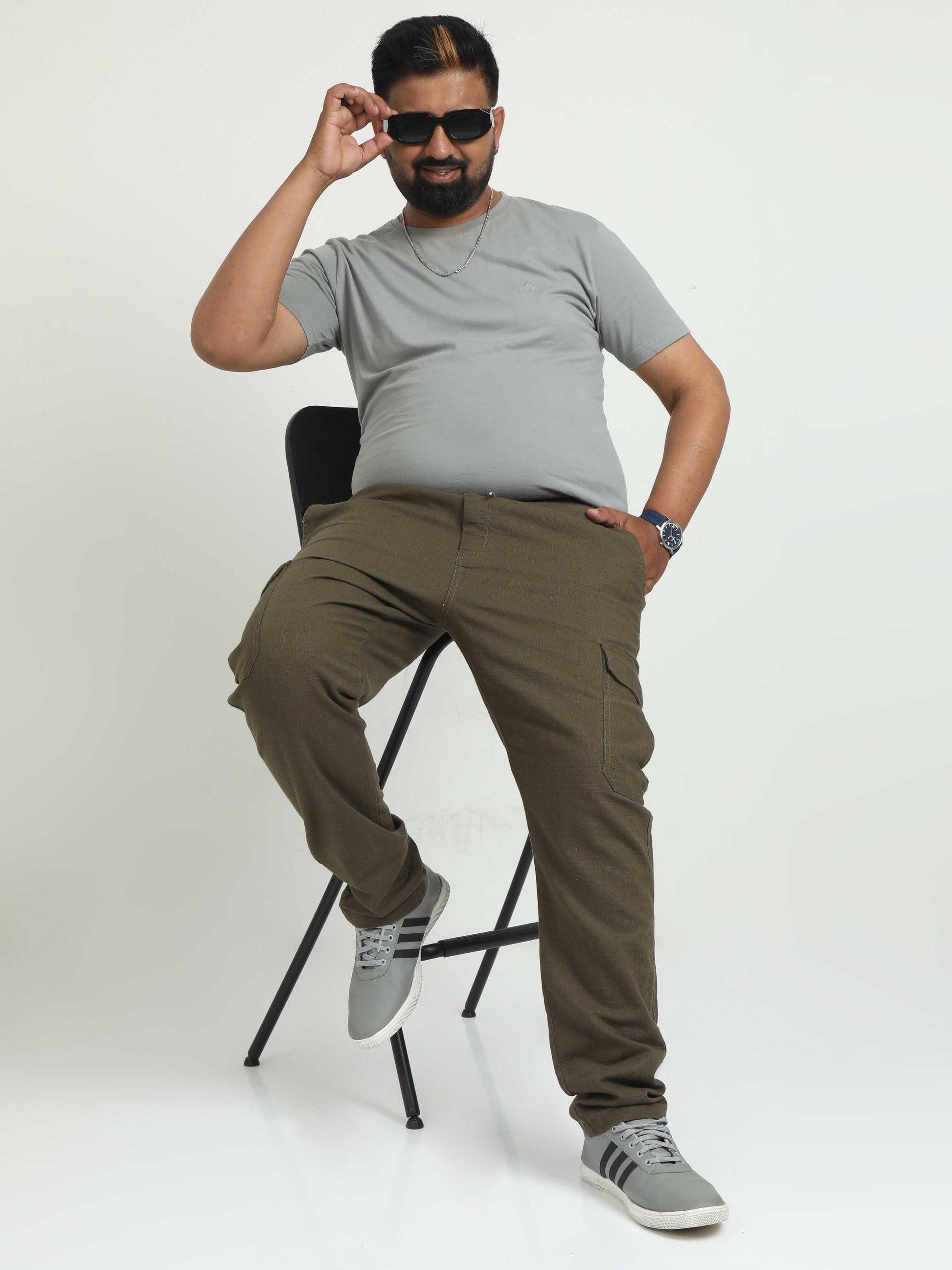 Olive Plus Size Linen Pants For Men