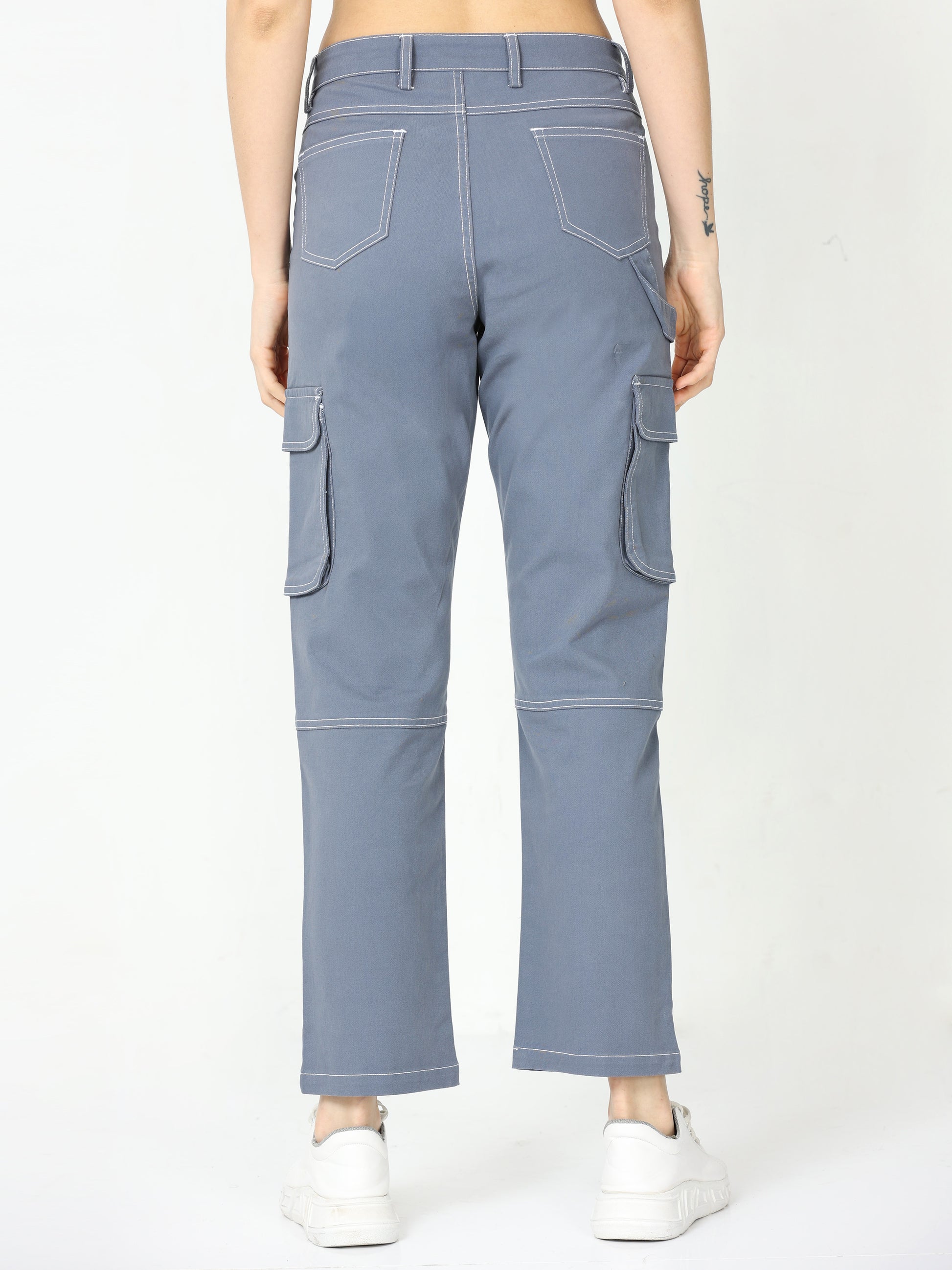 Classic Grey Cargo Pants For Women