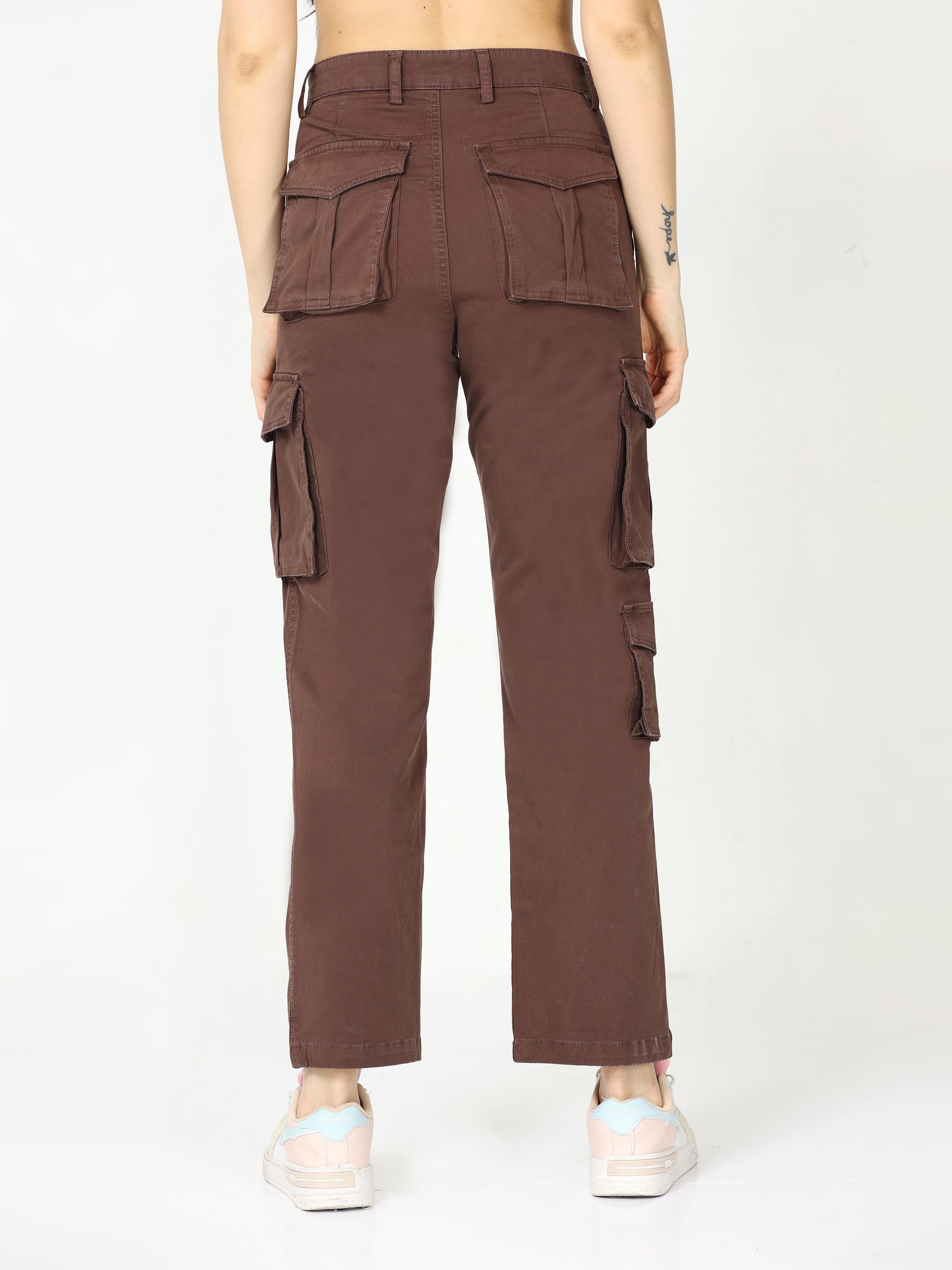 Vintage Brown Cargo Trousers For Women