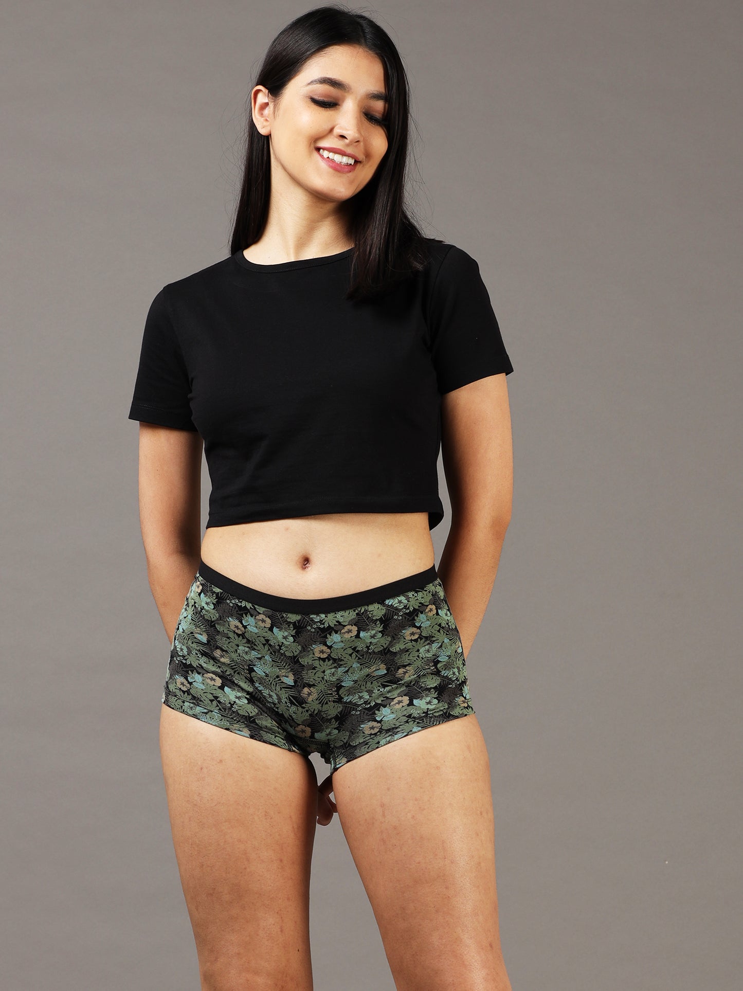 Midnight Bloom Boy Shorts for Women