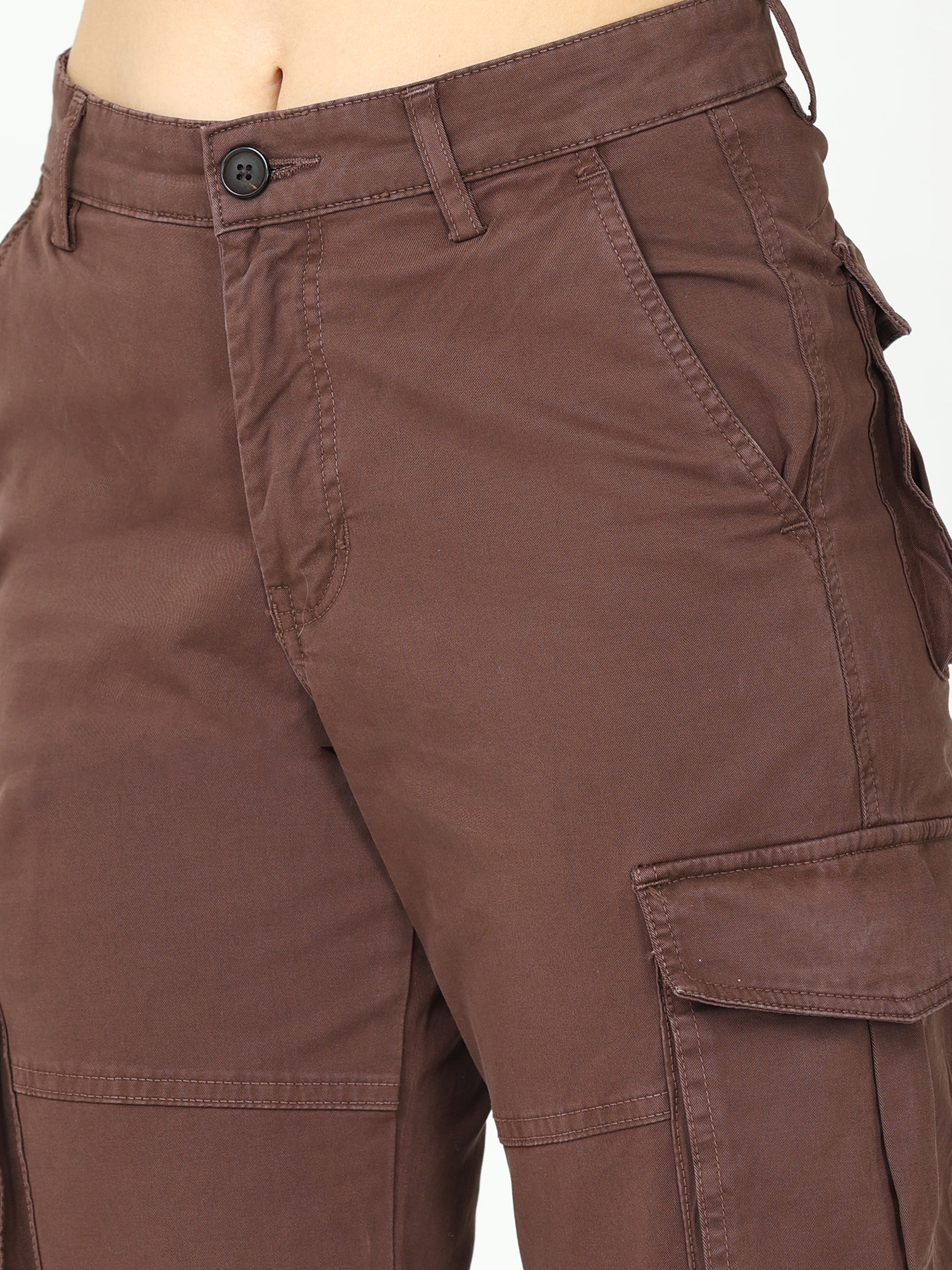 Vintage Brown Cargo Trousers For Women