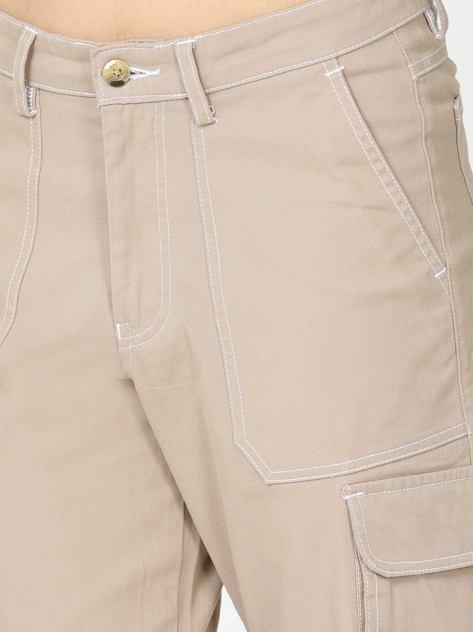 Classic Khaki Cargo Trouser For Women